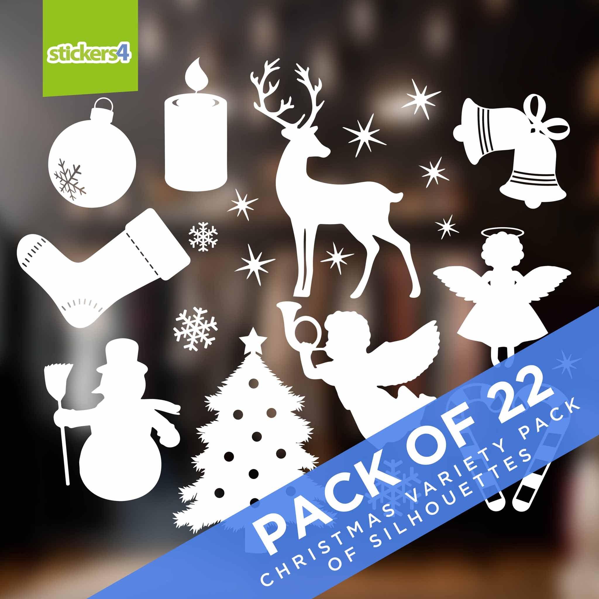 Christmas Variety Pack Window Stickers christmas variety silhouette characters | window stickers | stickers4