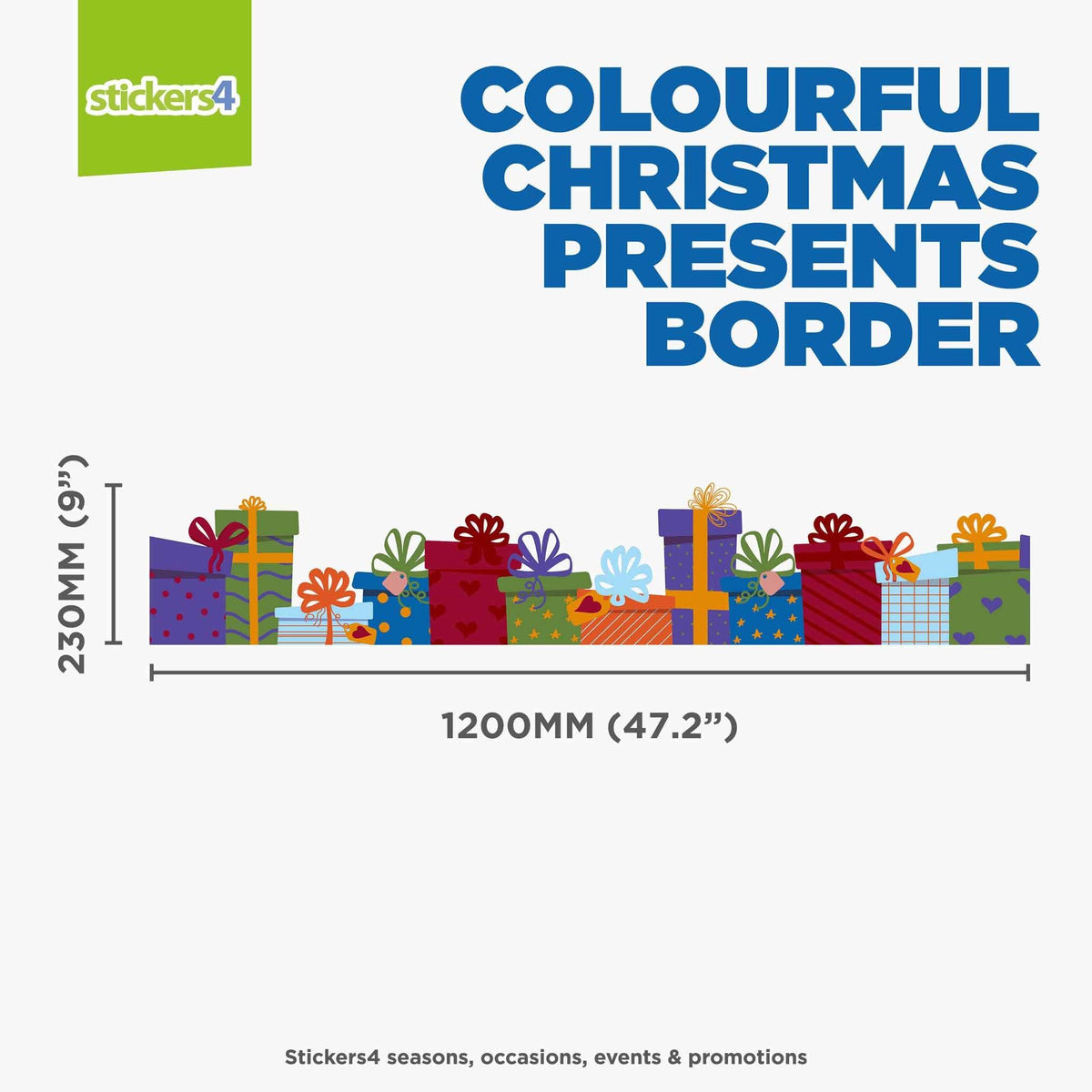 Colourful Christmas Presents Border - Window Sticker Christmas Window Display