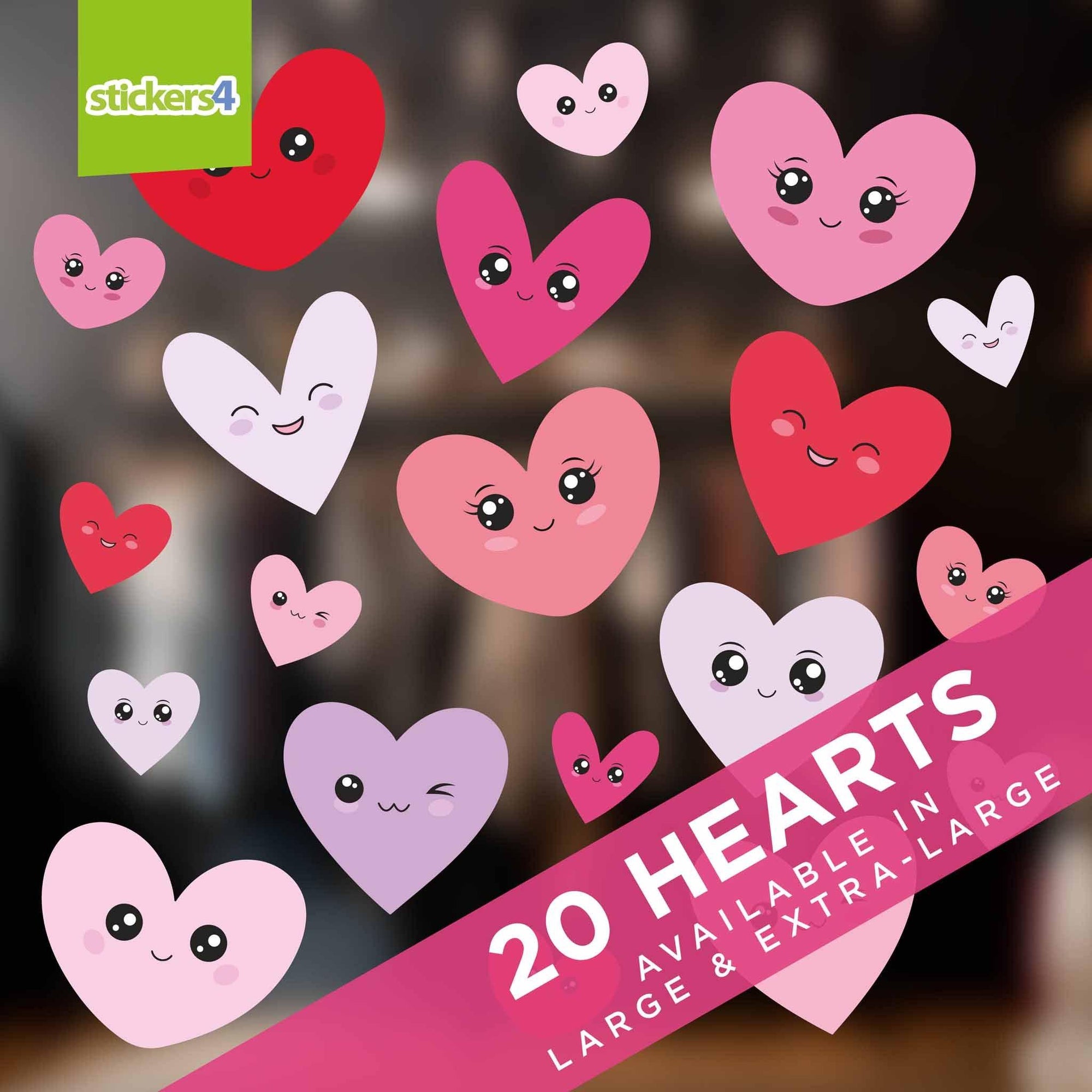 Cute Valentine Hearts Window Stickers Valentines Day Window Display
