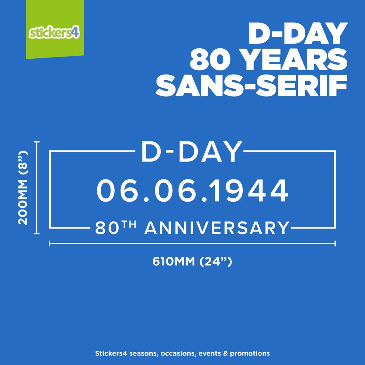 D-Day 80 Years Sans-Serif Window Sticker Remembrance Window Display