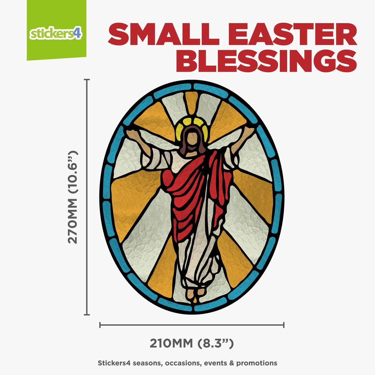 Easter Blessings Stained Glass Effect Window Sticker- Easter Window Cling