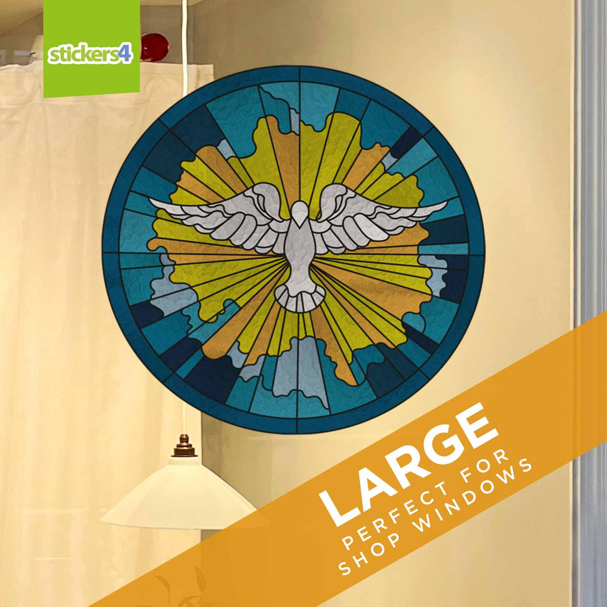 Easter Dove Stained Glass Effect Roundel - Easter Window Cling