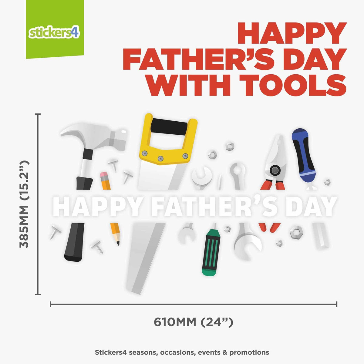 Happy Father&#39;s Day with Tools Window Sticker Father&#39;s Day Window Display
