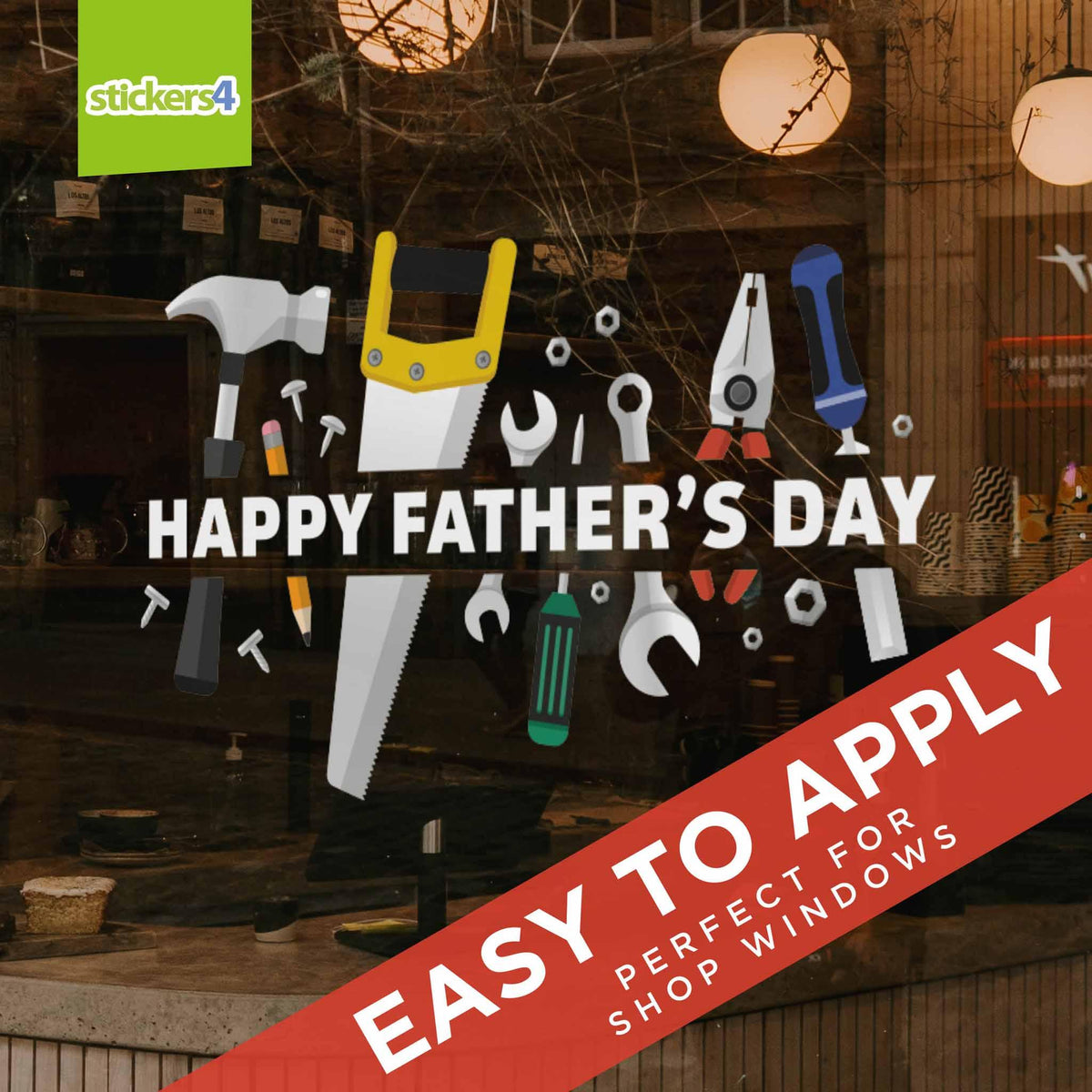 Happy Father&#39;s Day with Tools Window Sticker Father&#39;s Day Window Display