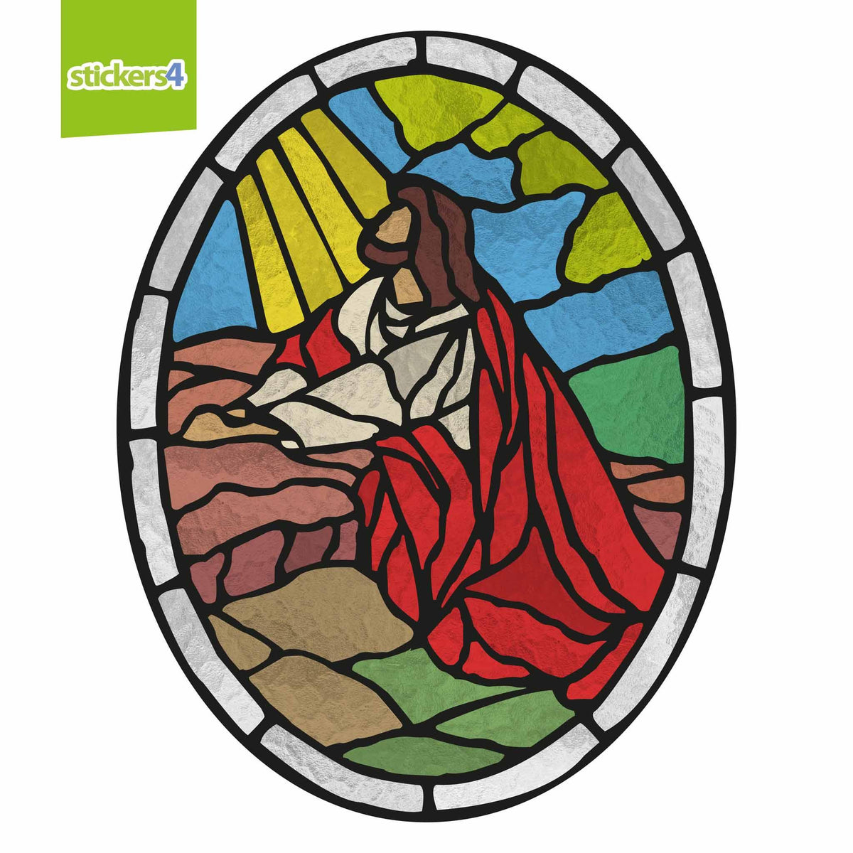 He Is Risen Stained Glass Effect Window Sticker- Easter Window Cling