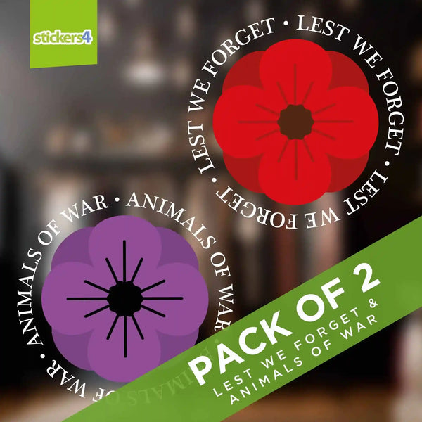 Pack Of 24 Remembrance Poppy Car Stickers - Small Decals For Lest We Forget Memorial