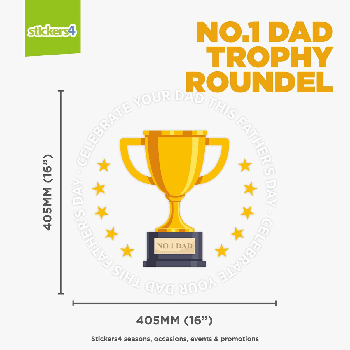 No.1 Dad Trophy Roundel Window Sticker Father&#39;s Day Window Display