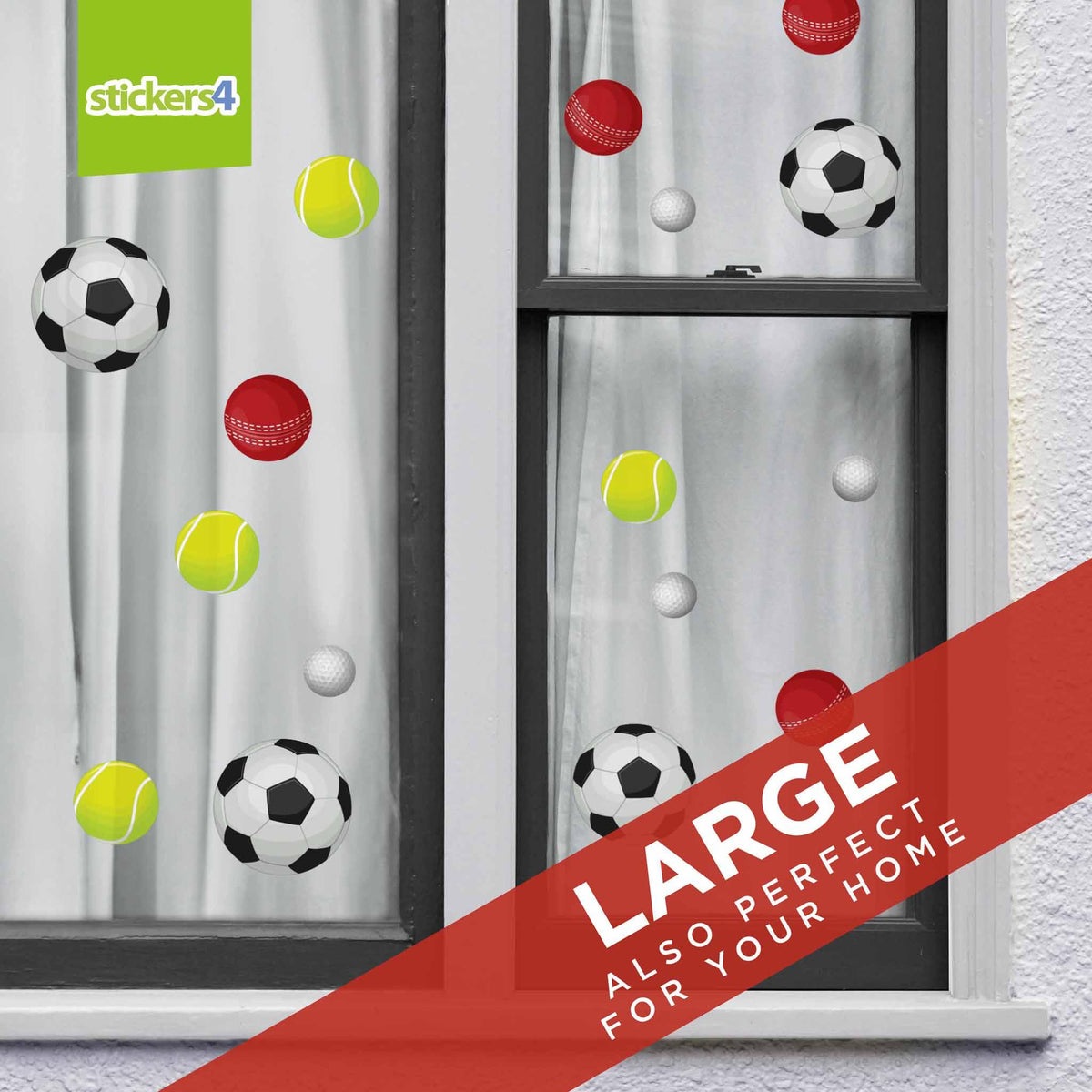 Pack of 16 Sports Balls Window Stickers Father&#39;s Day Window Display