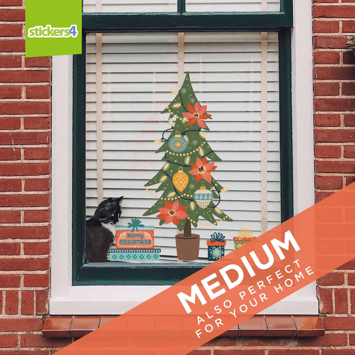 Scandi Christmas Tree with Stackable Gifts Christmas Window Display