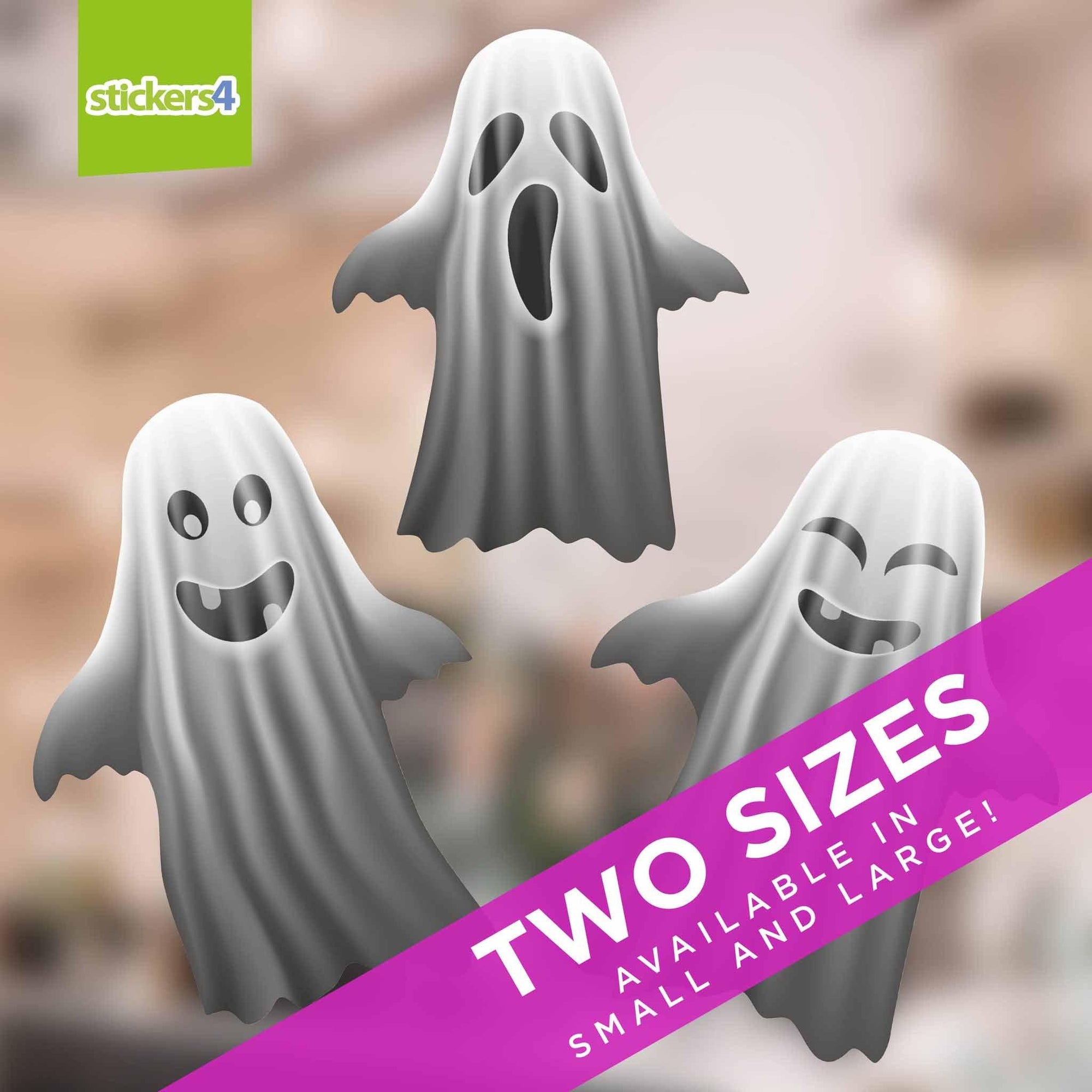 Set of 3 Ghoulish Halloween Ghost Window Stickers Halloween Display