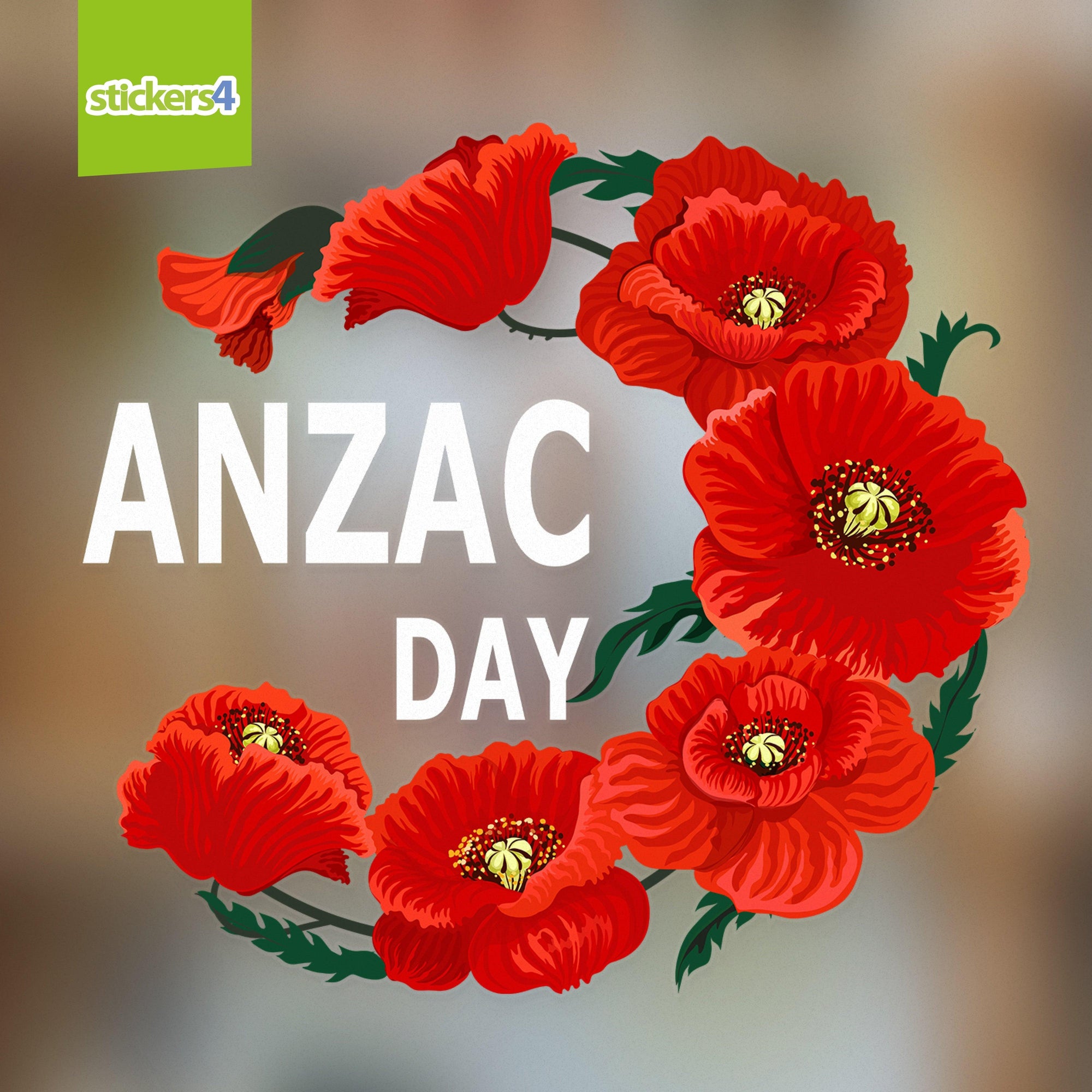 Anzac Day Poppy Spray Window Cling Remembrance Window Display