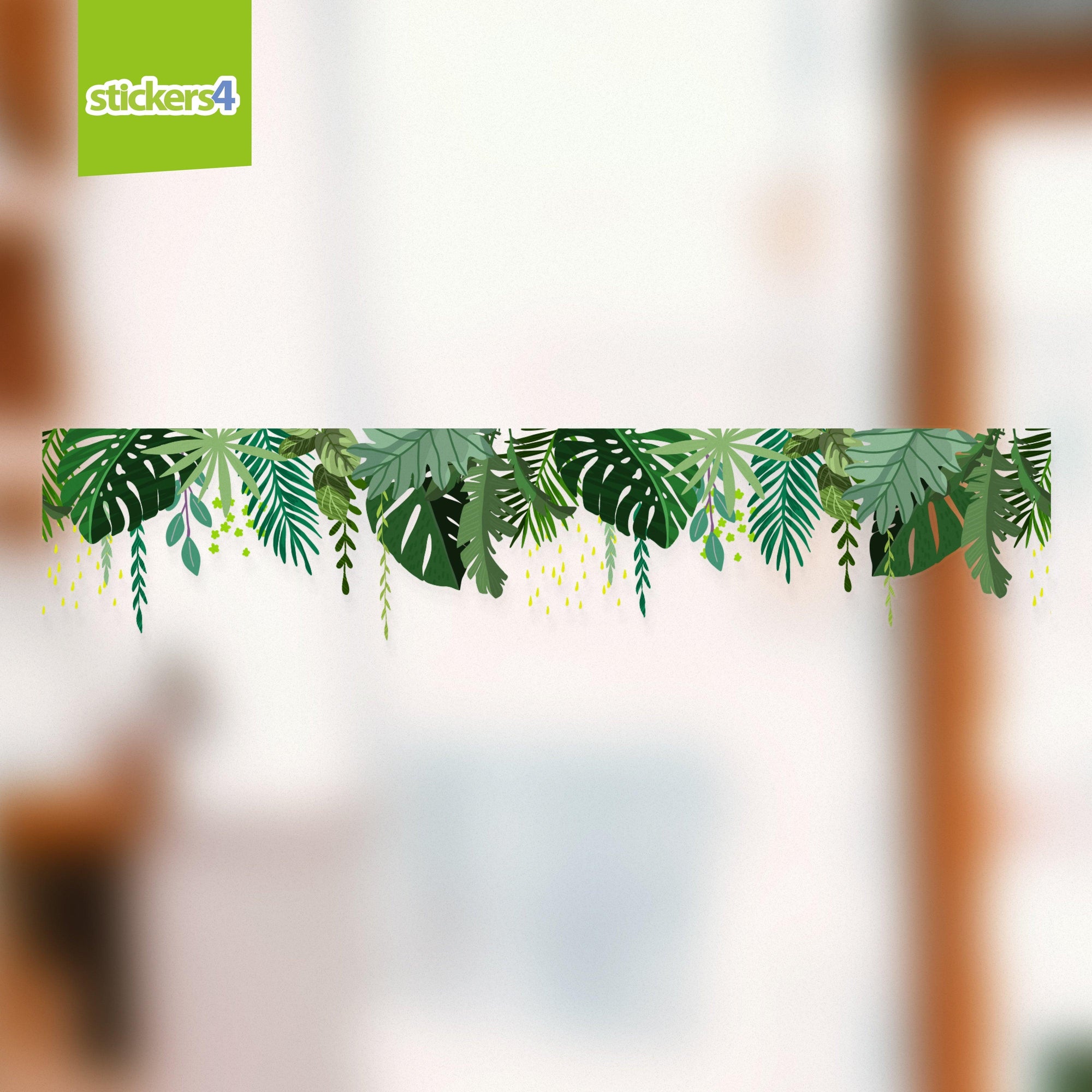 Jungle Leaves Border - Summer Foliage Window Cling Sticker Seasonal Window Display