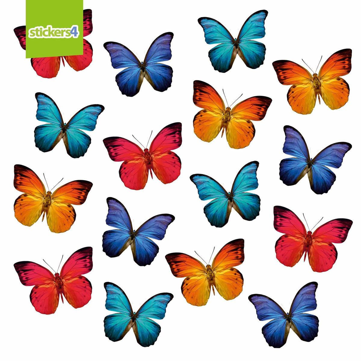 16 Large Colourful Butterfly Static Cling Window Stickers Decorative Bird Strike Prevention
