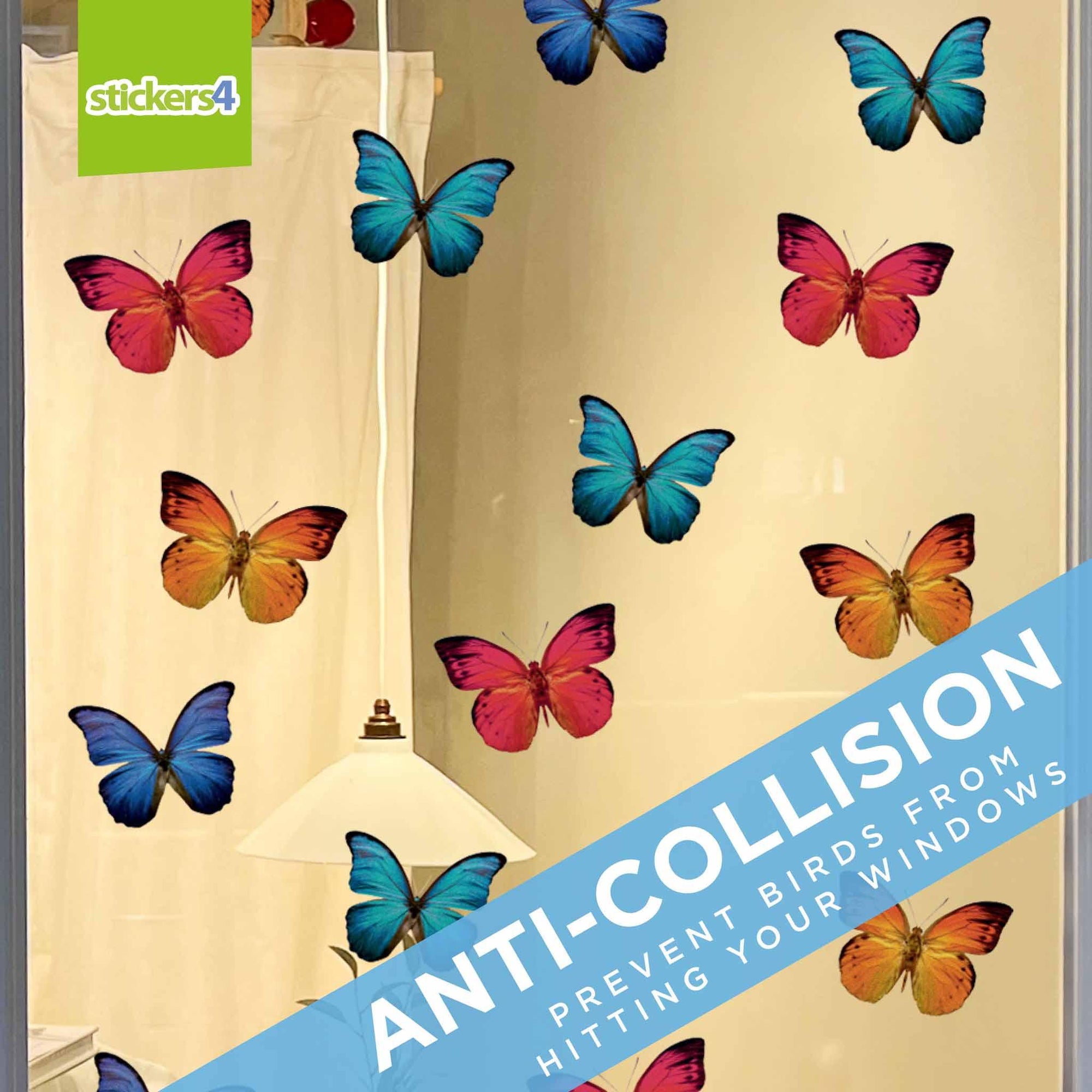 16 Large Colourful Butterfly Static Cling Window Stickers Decorative Bird Strike Prevention