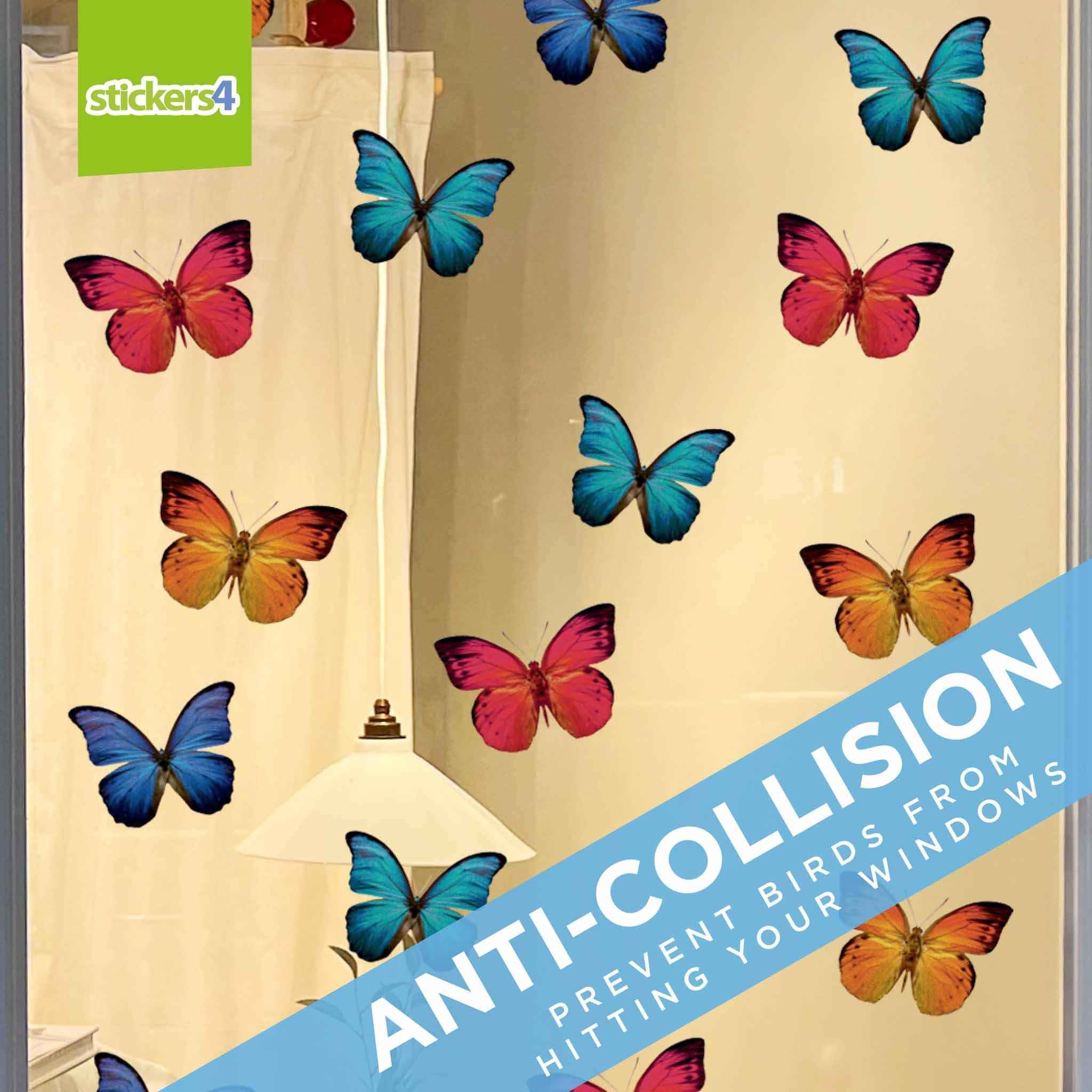 Window Sticker Colour 16 Large Colourful Butterfly Window Stickers