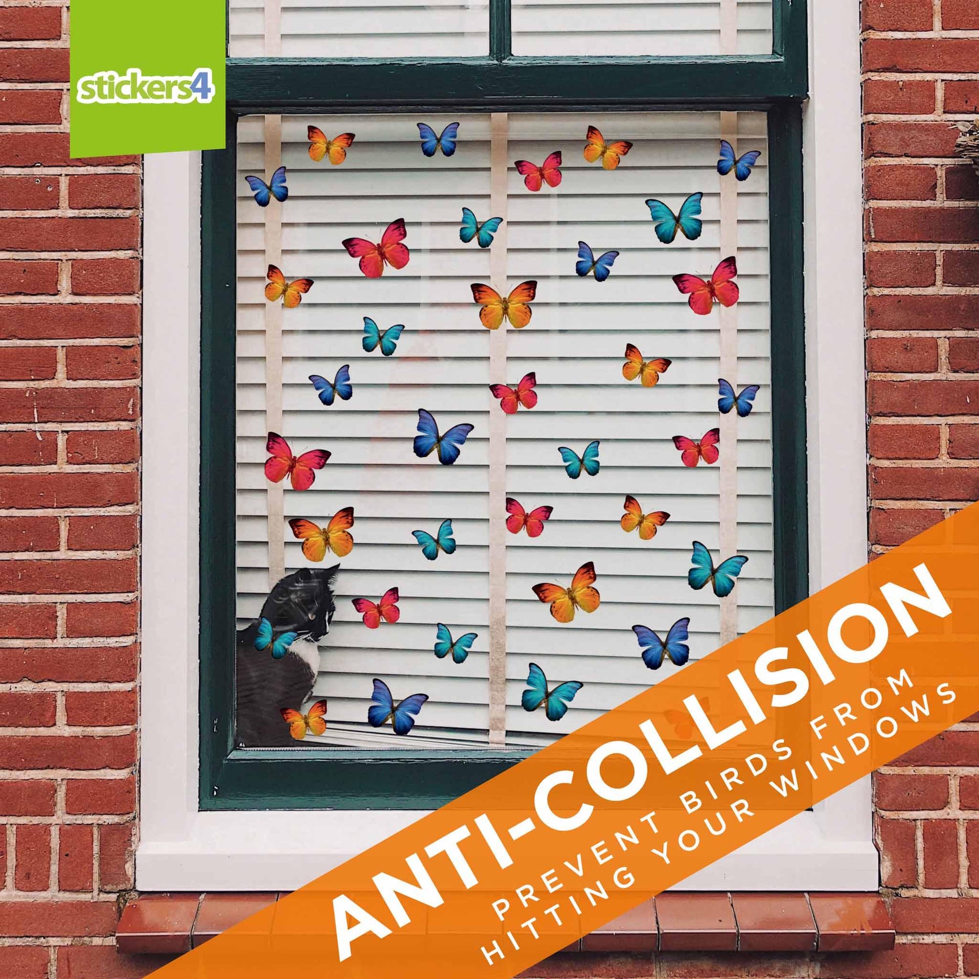 36 Small Colourful Butterfly Static Cling Window Stickers Decorative Bird Strike Prevention