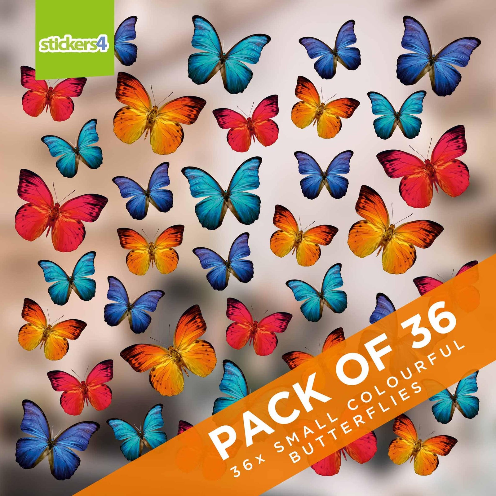 36 Small Colourful Butterfly Static Cling Window Stickers Decorative Bird Strike Prevention