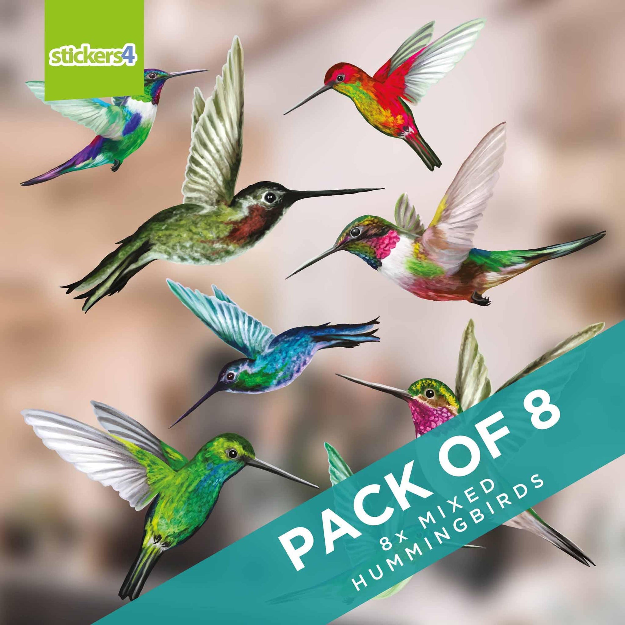 Set of 8 Mixed Size Humming Bird Window Stickers Decorative Bird Strike Prevention