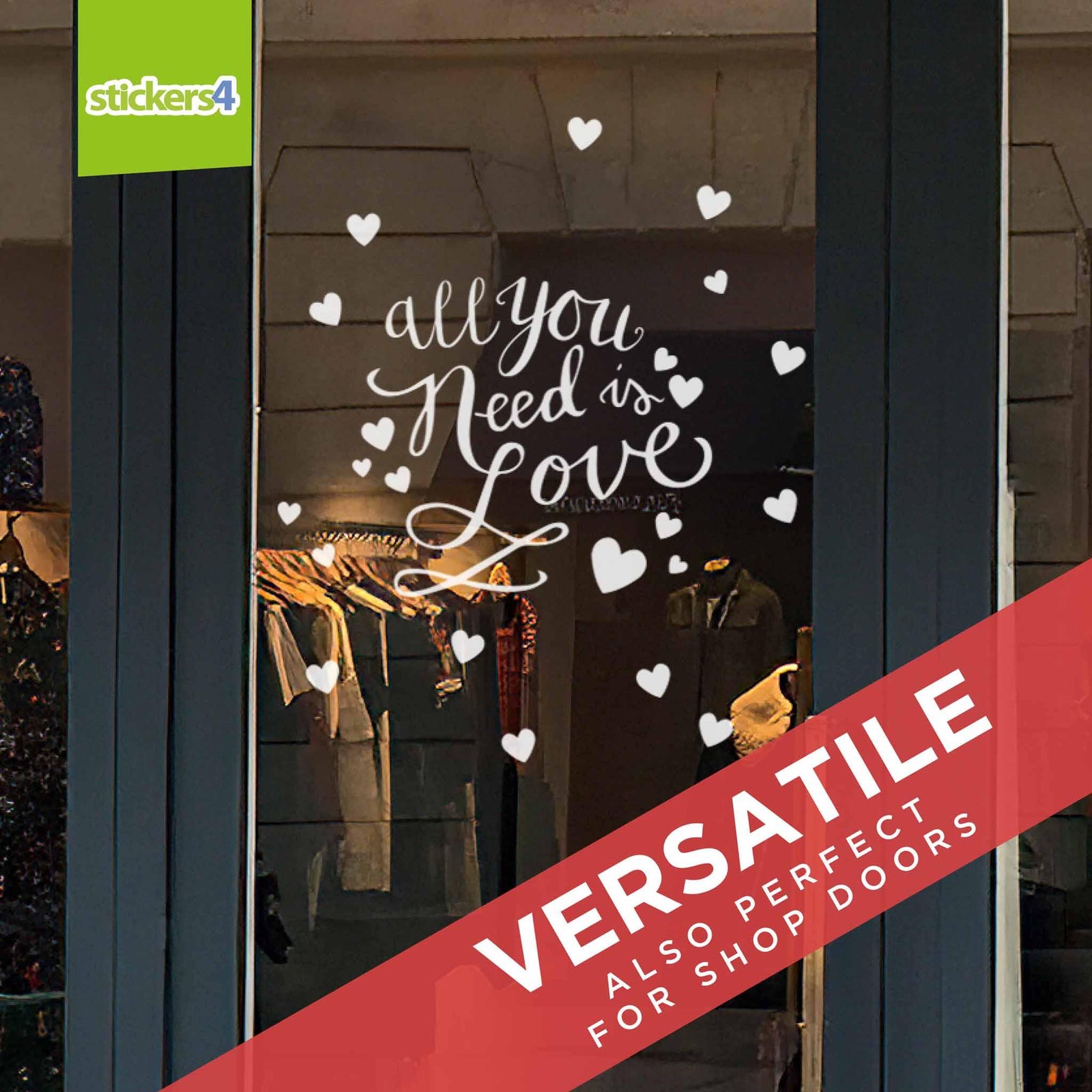All You Need Is Love Window Cling Valentine's Day Display