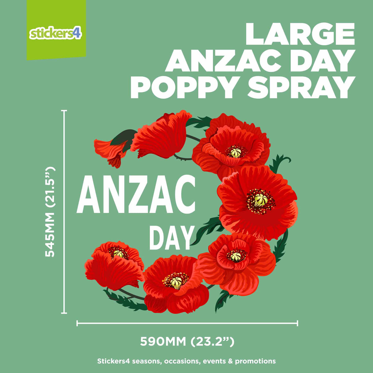 Anzac Day Poppy Spray Window Sticker