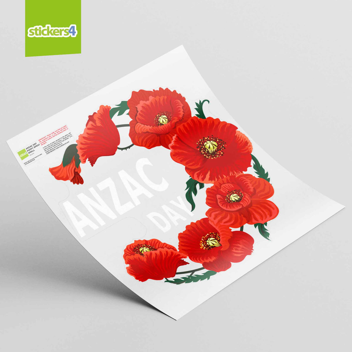 Anzac Day Poppy Spray Window Sticker