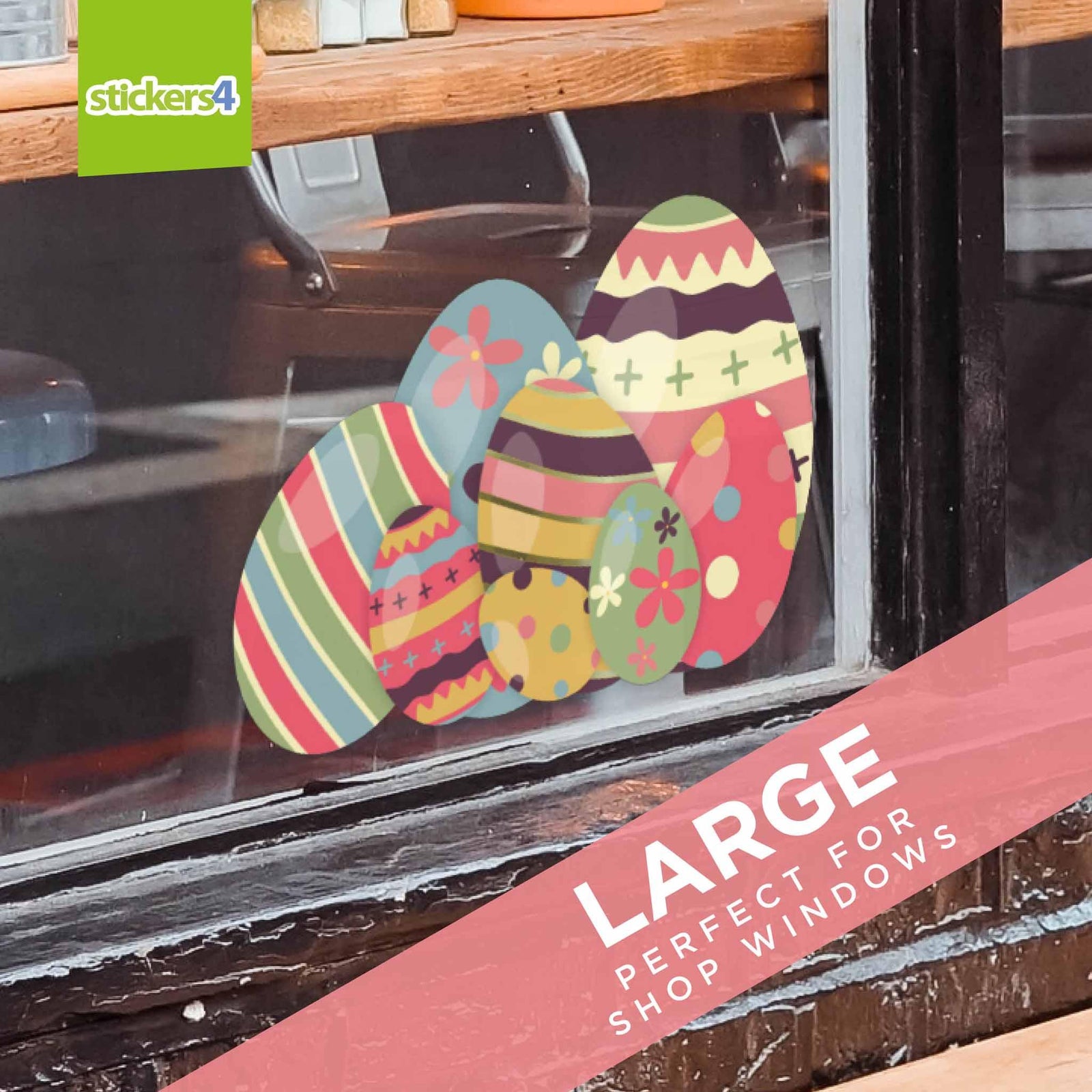 Arty Eggs Corners Easter Window Clings Easter Window Display