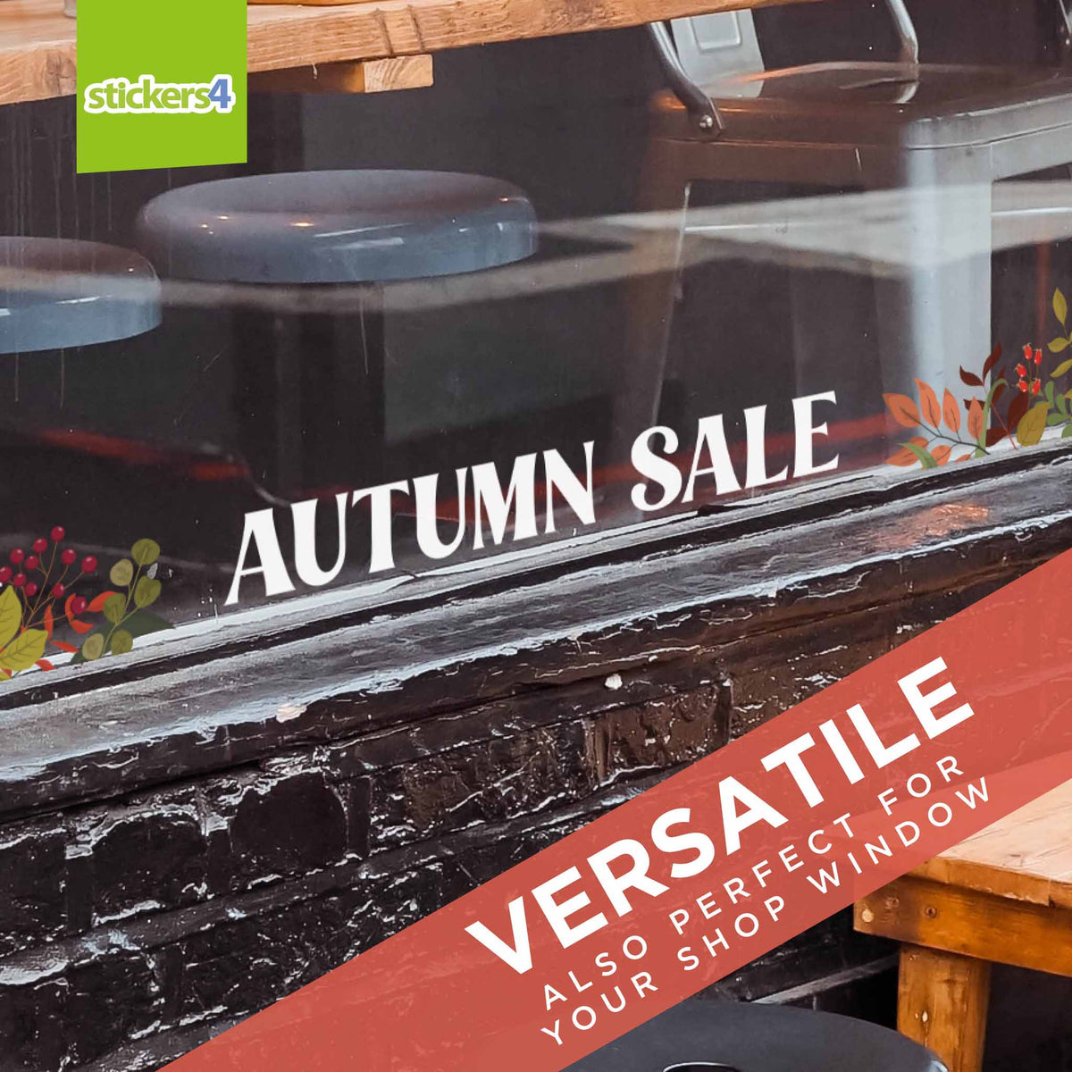 Autumn Sale with Foliage Window Stickers