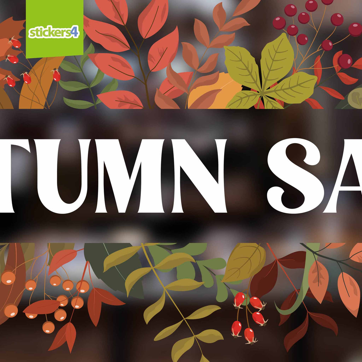 Autumn Sale with Foliage Window Stickers