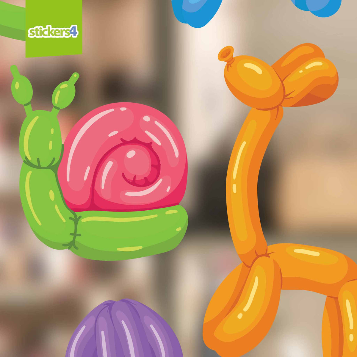 Pack of 10 Balloon Animal Window Stickers