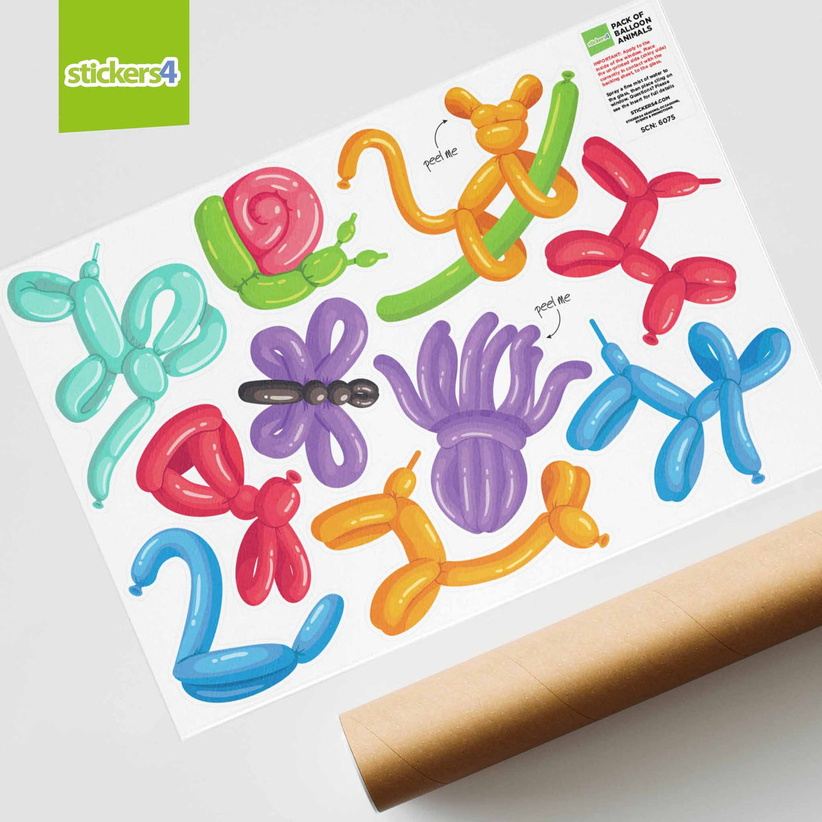 Pack of 10 Balloon Animal Window Stickers