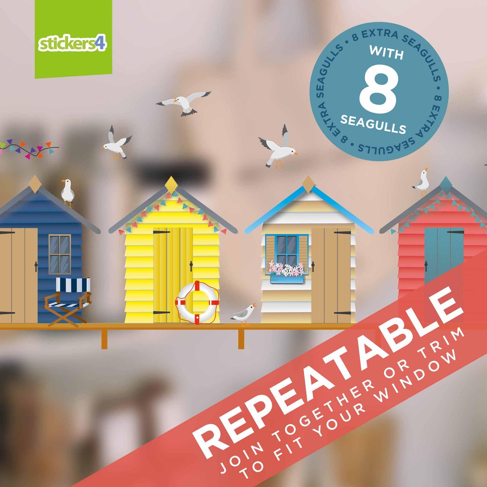 Beach Huts Window Border Window Sticker Seaside Window Display