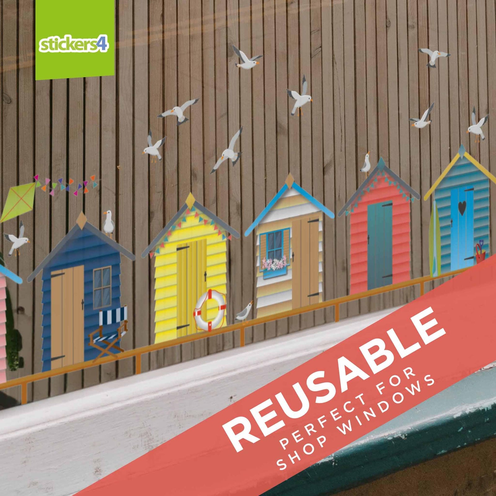Beach Huts Window Border Window Sticker Seaside Window Display