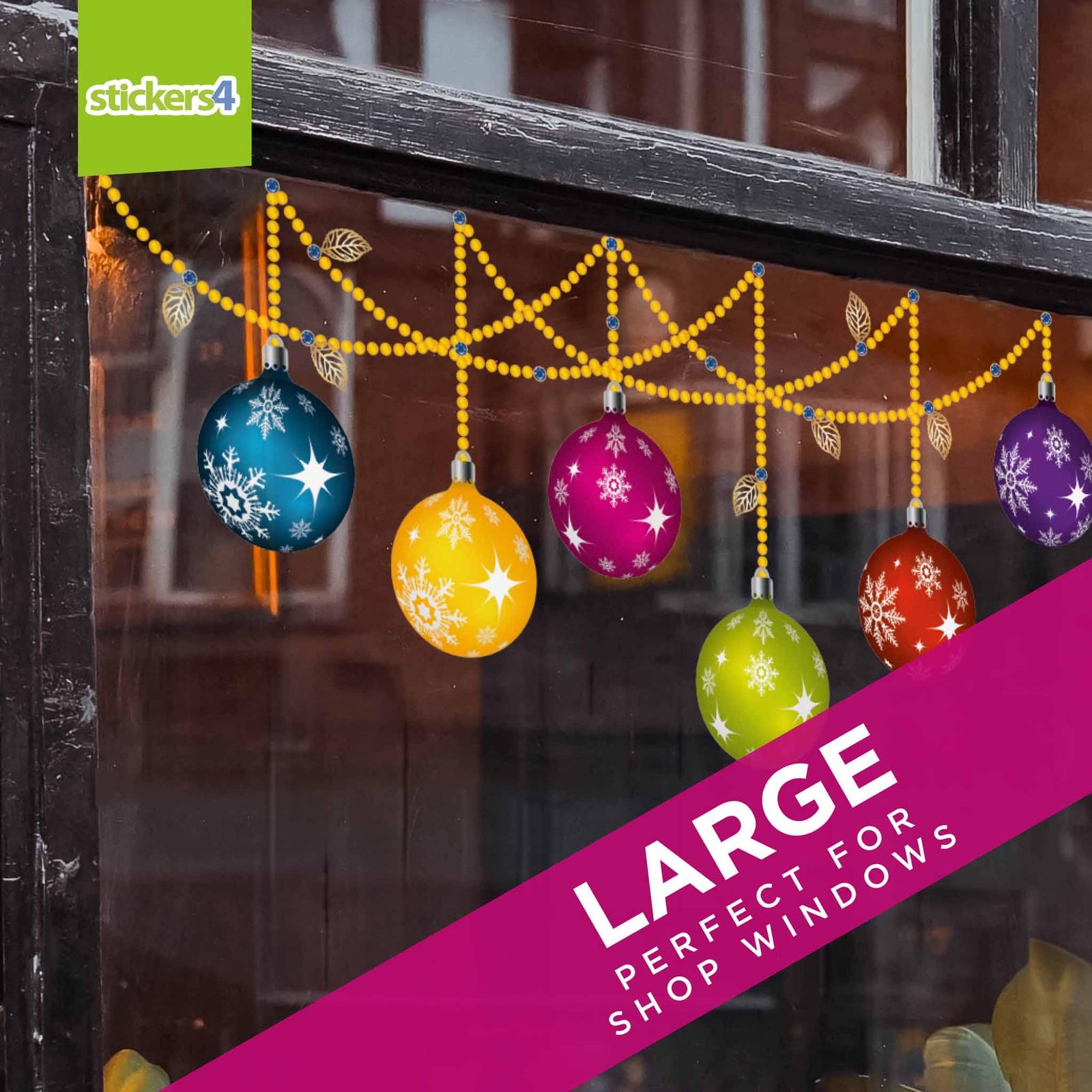 Large Beads 'n' Baubles Border Christmas Window Display