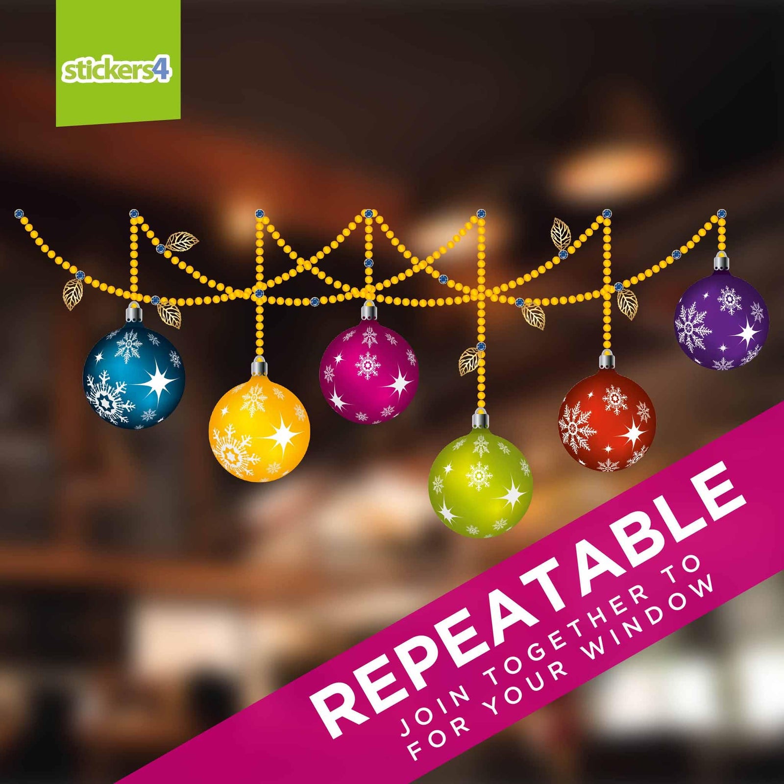 Large Beads 'n' Baubles Border Christmas Window Display