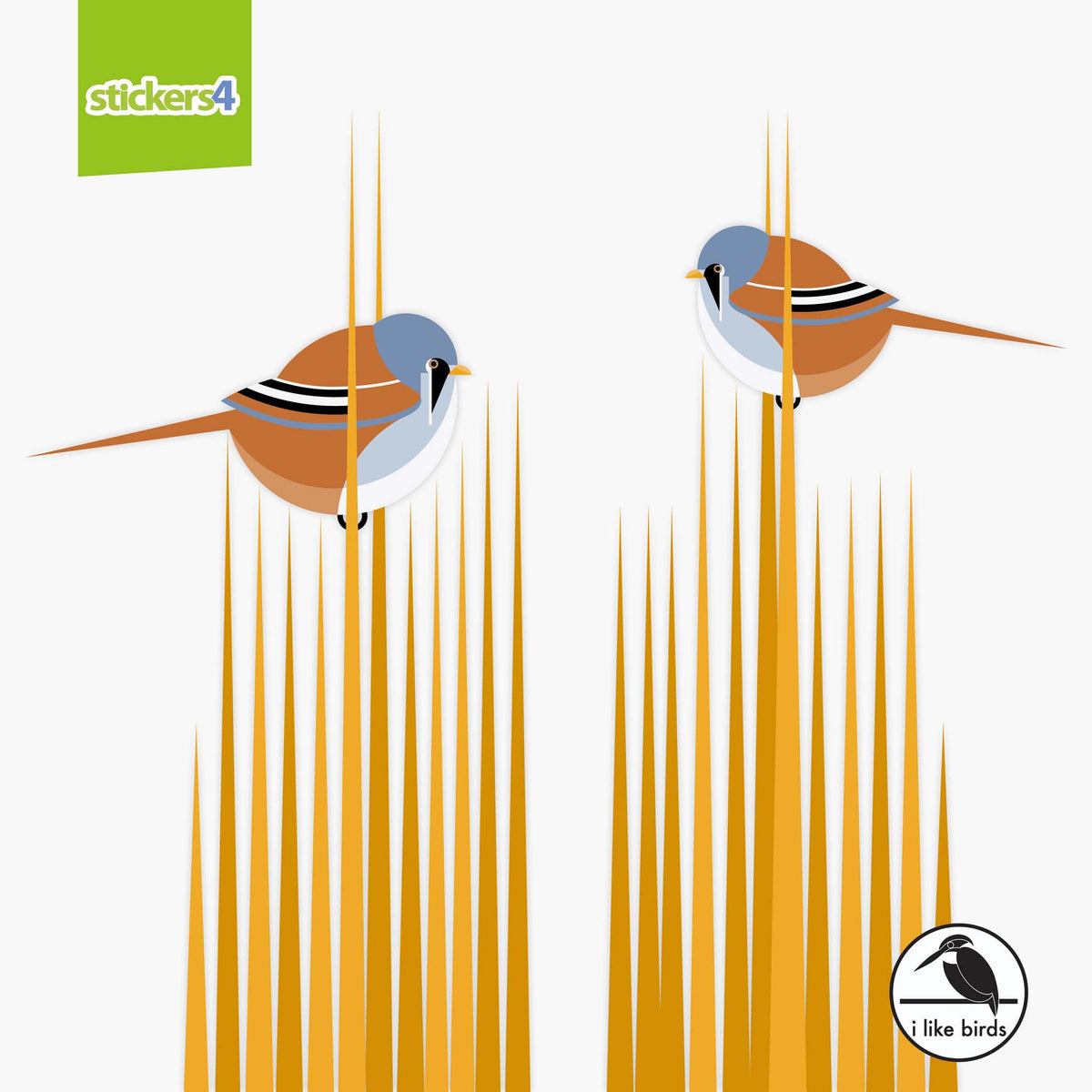 I Like Birds - Bearded Reedlings - Set of 2 Window Stickers