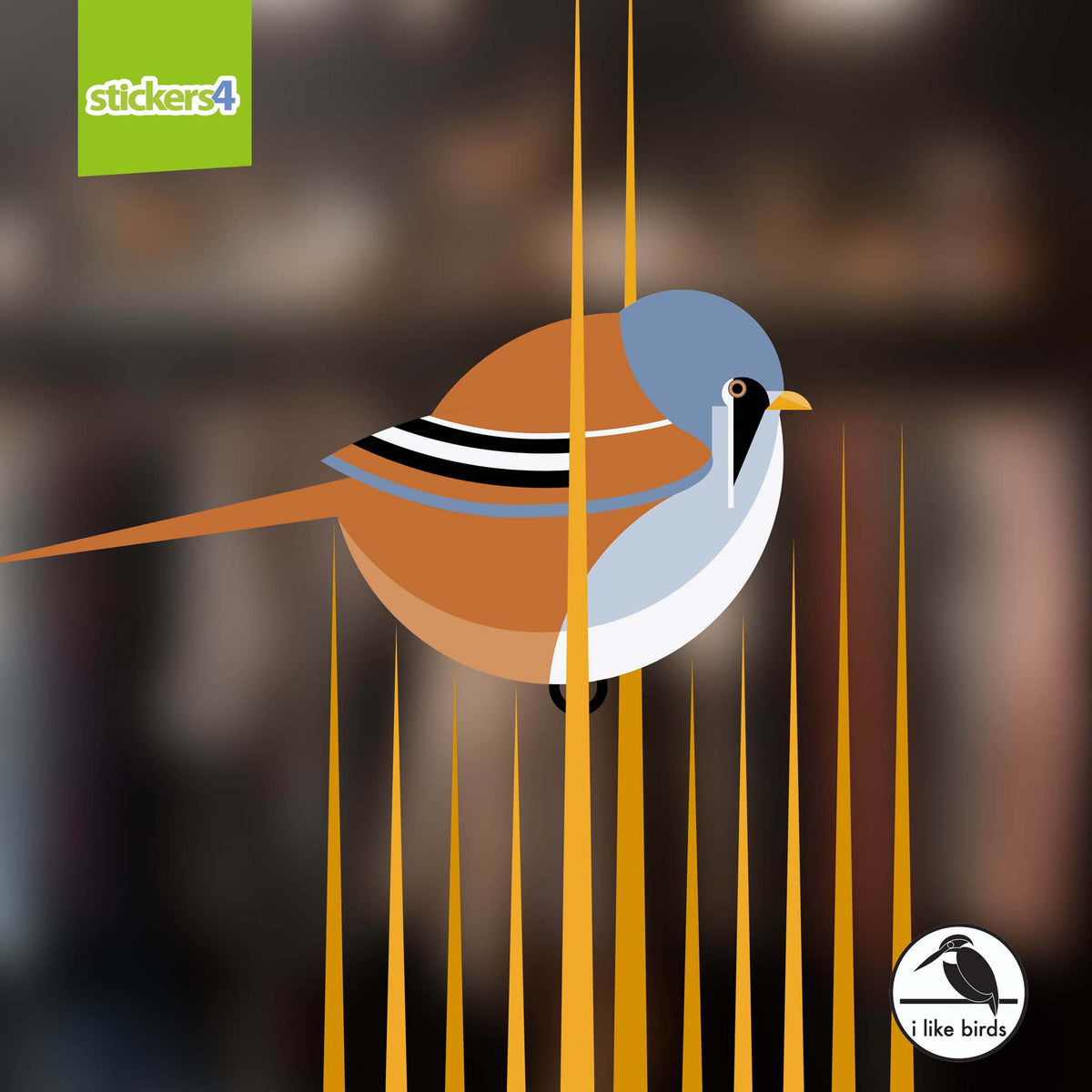 I Like Birds - Bearded Reedlings - Set of 2 Window Stickers