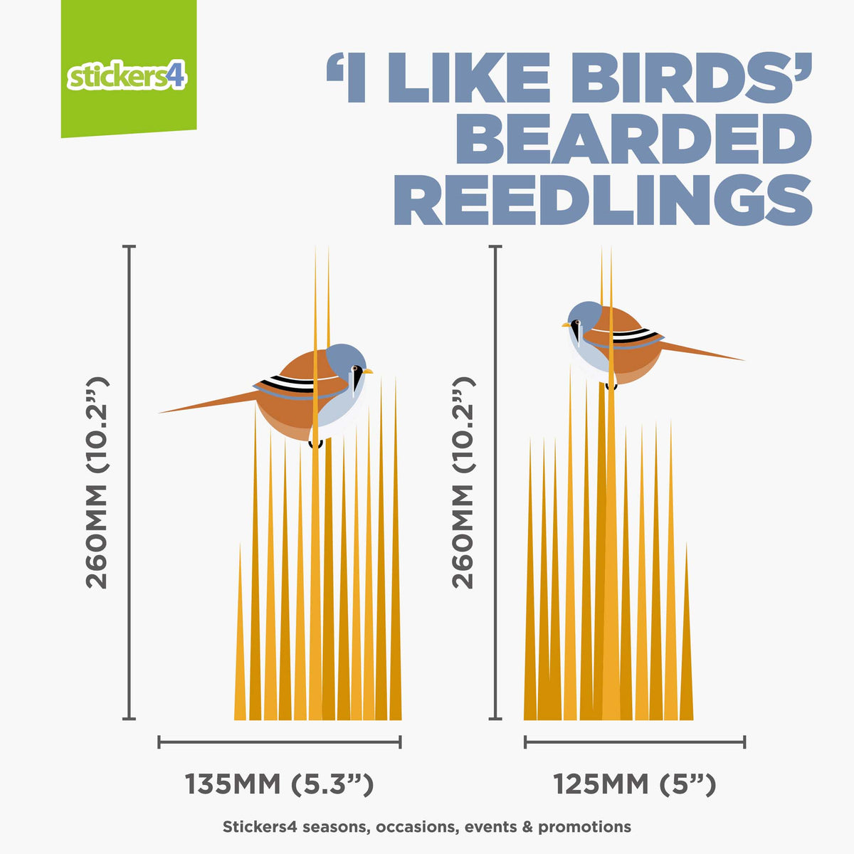 I Like Birds - Bearded Reedlings - Set of 2 Window Stickers