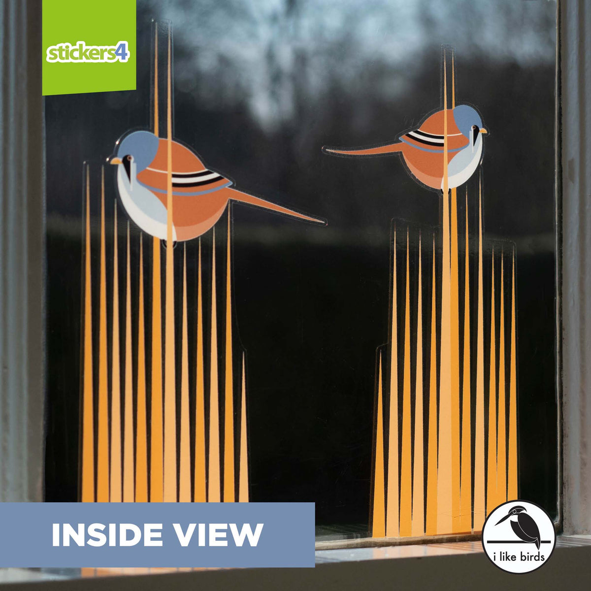 I Like Birds - Bearded Reedlings - Set of 2 Window Stickers
