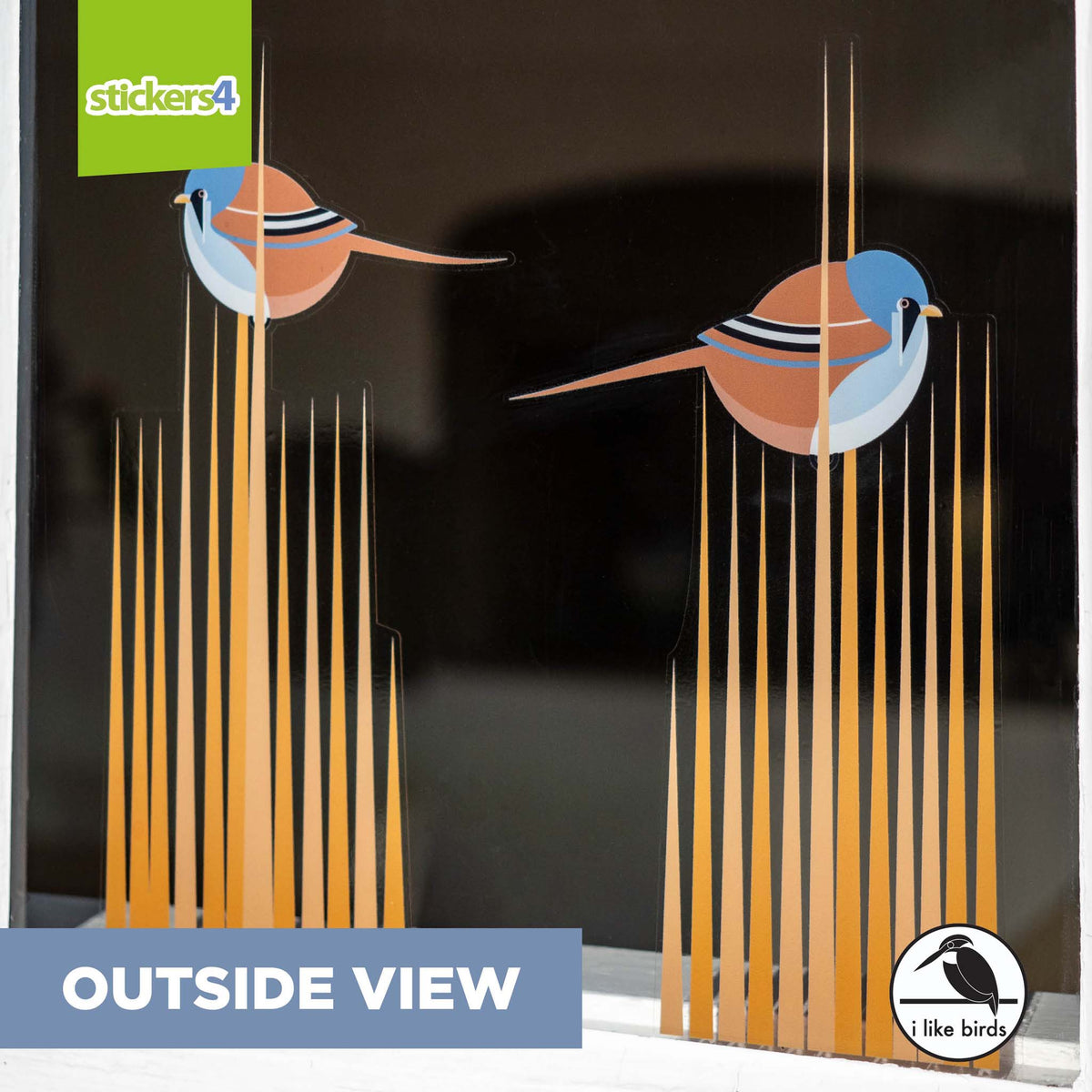 I Like Birds - Bearded Reedlings - Set of 2 Window Stickers