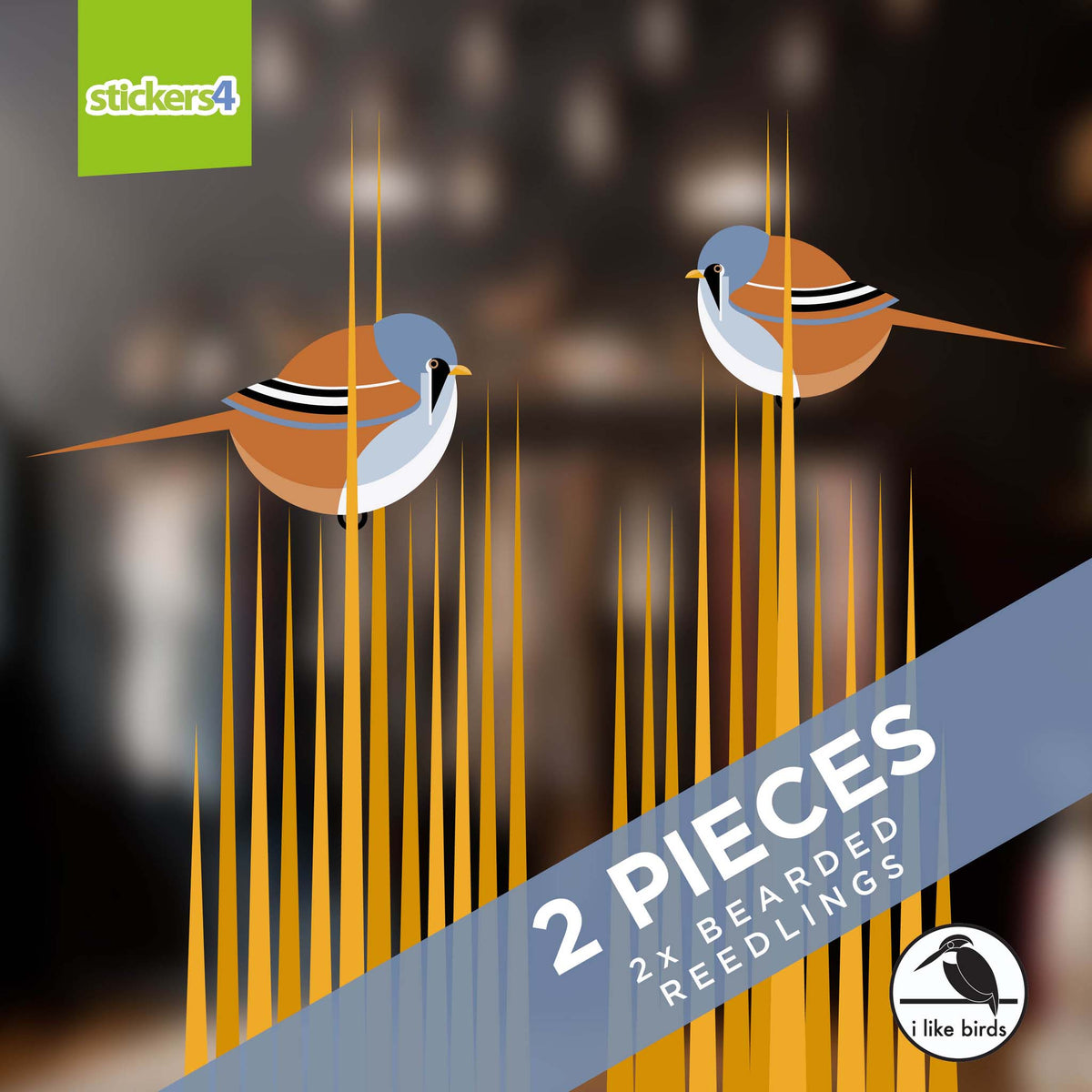 I Like Birds - Bearded Reedlings - Set of 2 Window Stickers