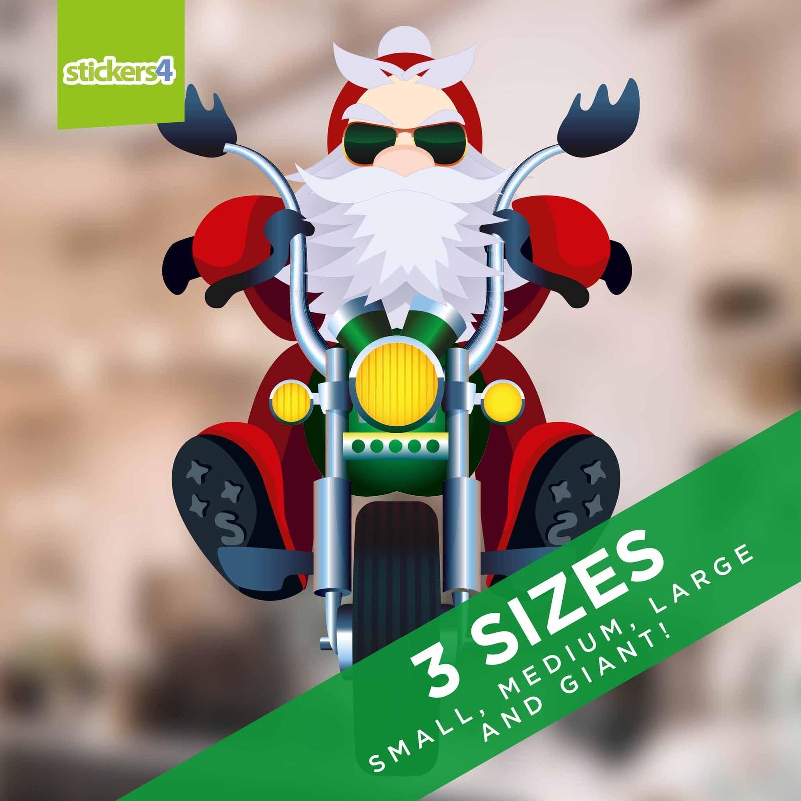 Biker Santa Christmas Window Cling Christmas Window Display