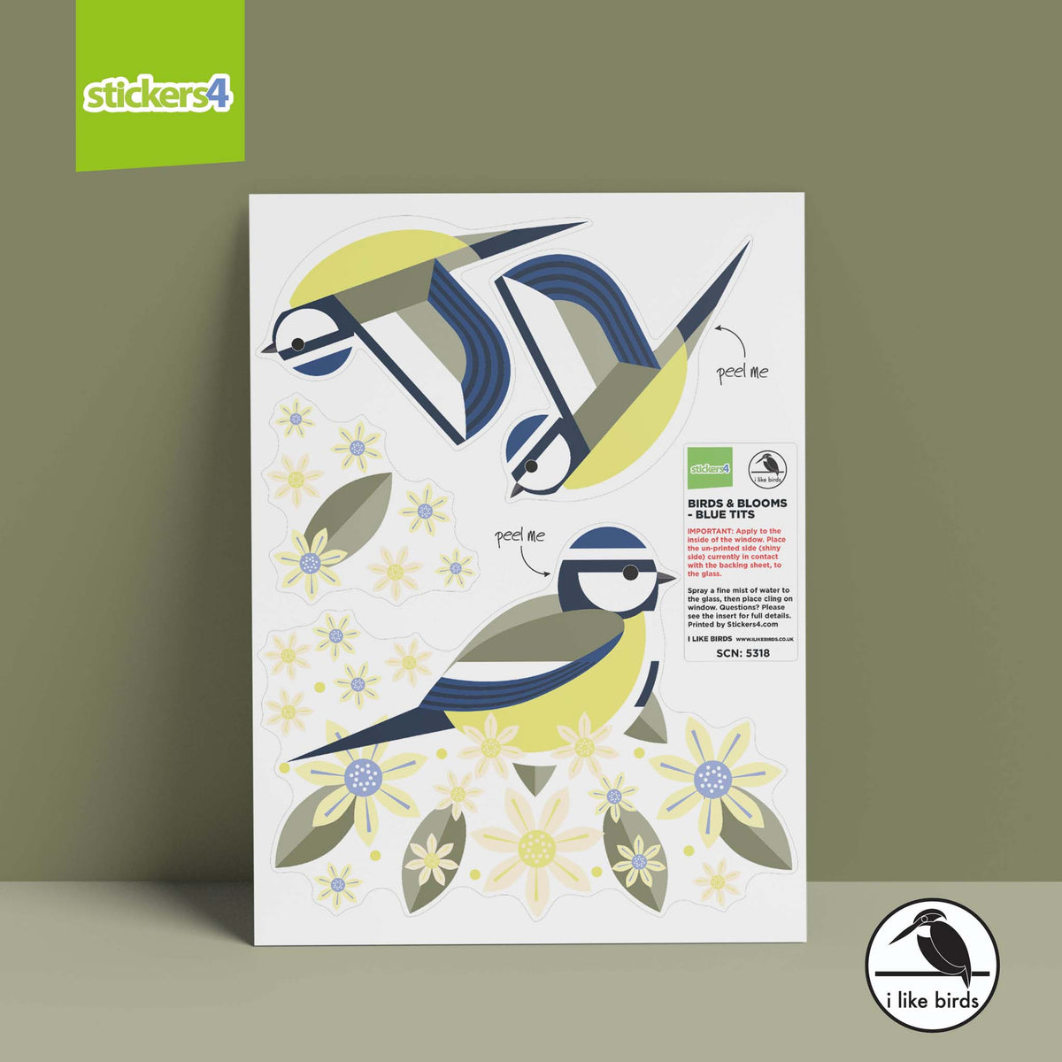 I Like Birds - Birds &amp; Blooms - Blue Tit Window Stickers