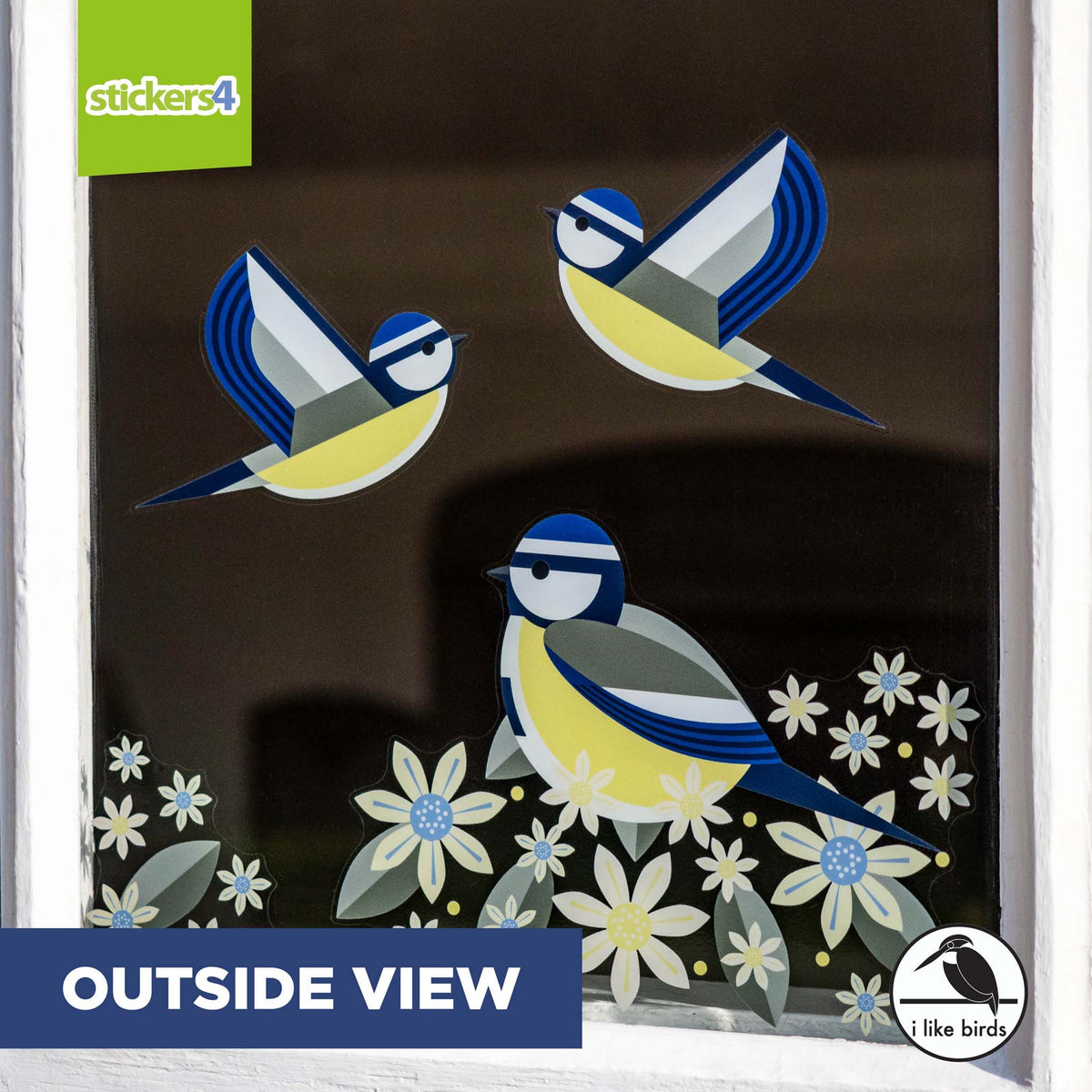 I Like Birds - Birds &amp; Blooms - Blue Tit Window Stickers