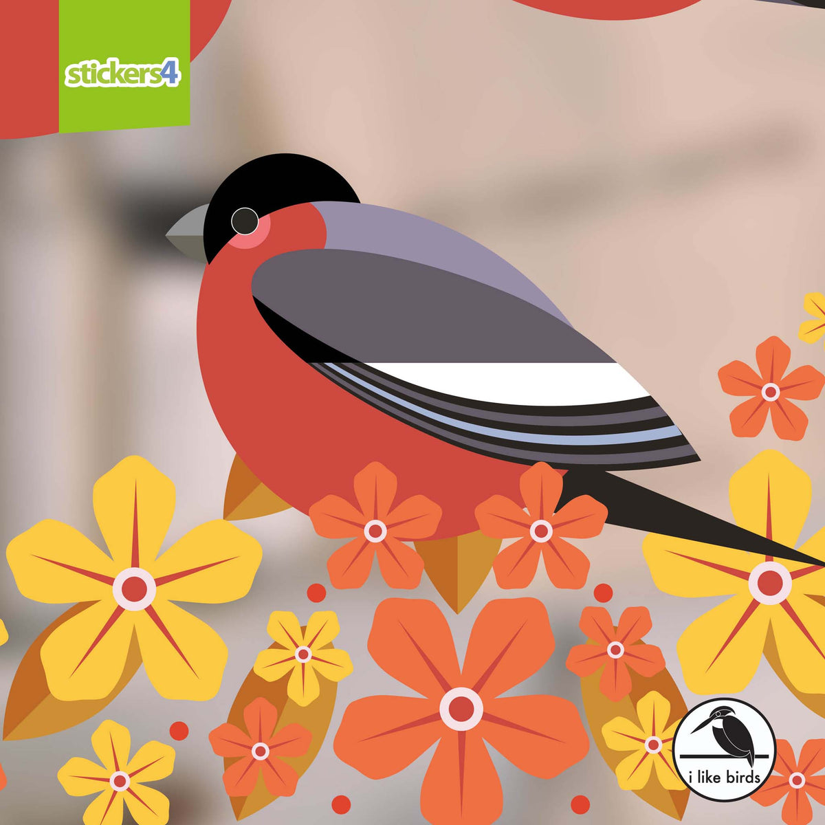 I Like Birds - Birds &amp; Blooms - Bullfinch Window Stickers