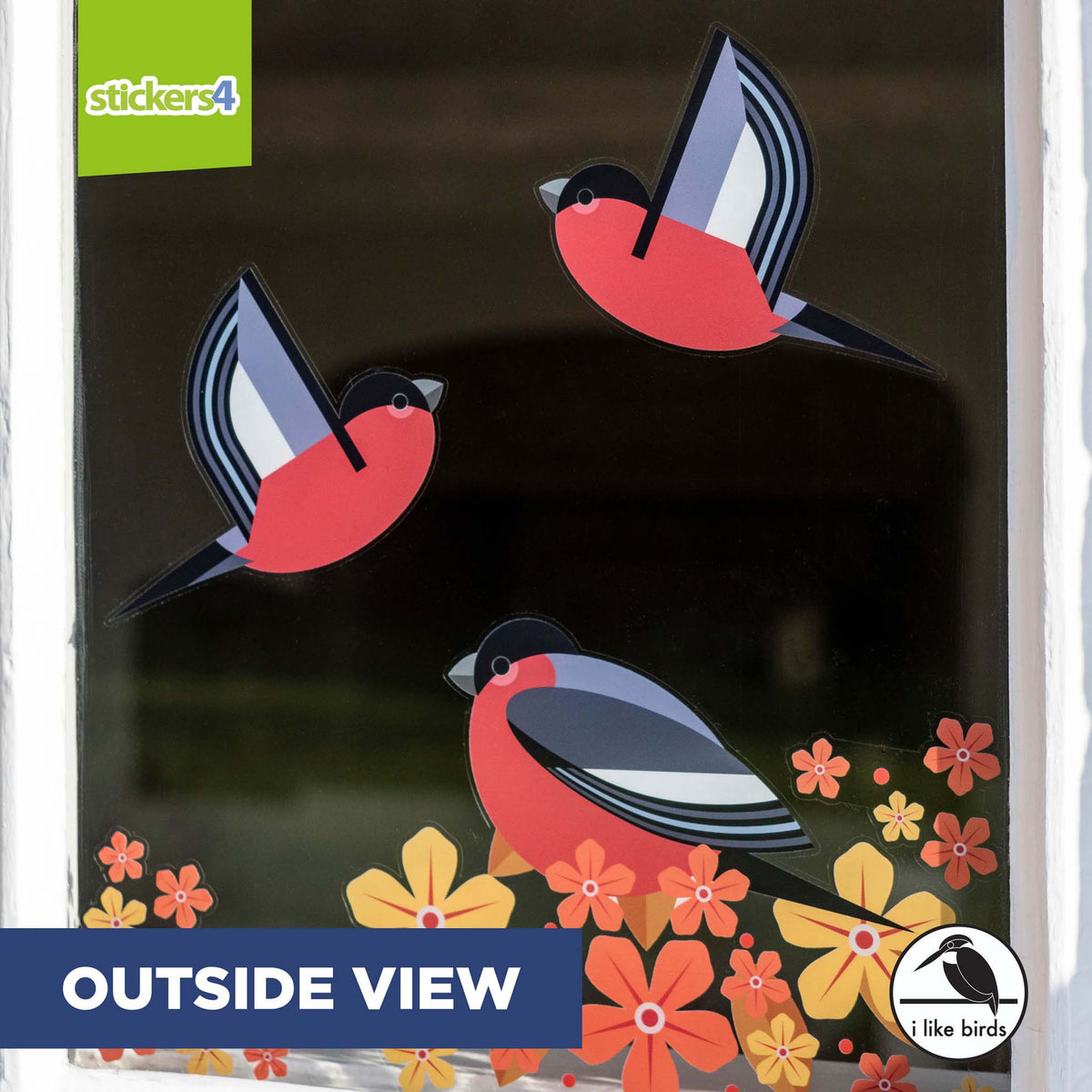 I Like Birds - Birds &amp; Blooms - Bullfinch Window Stickers