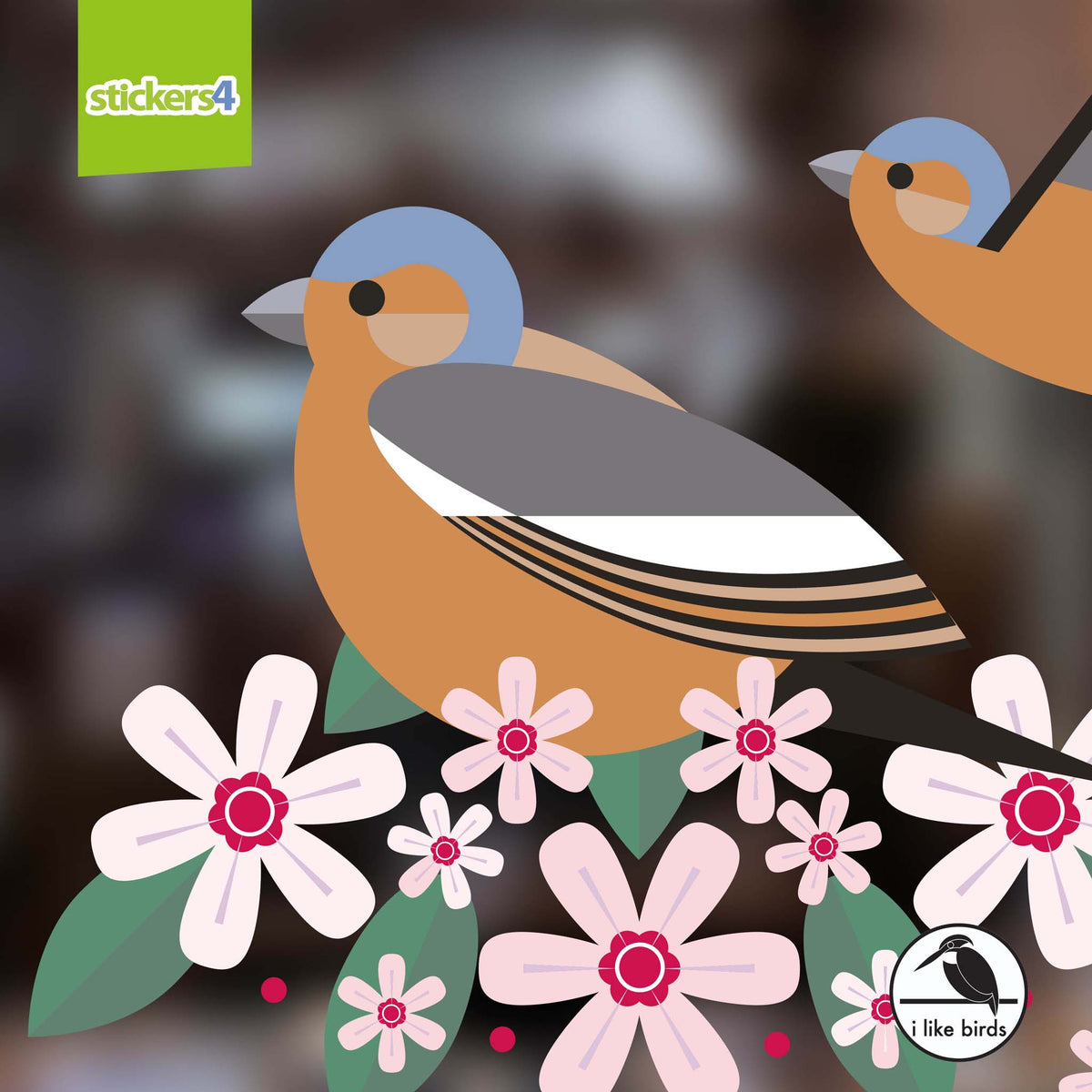 I Like Birds - Birds &amp; Blooms - Chaffinch Window Stickers