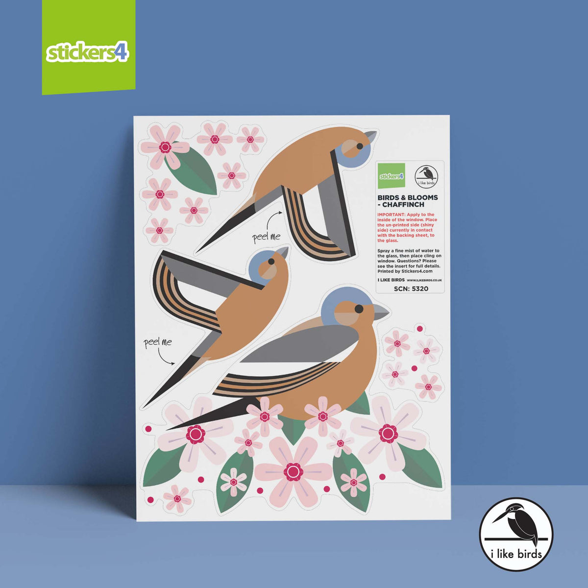 I Like Birds - Birds &amp; Blooms - Chaffinch Window Stickers