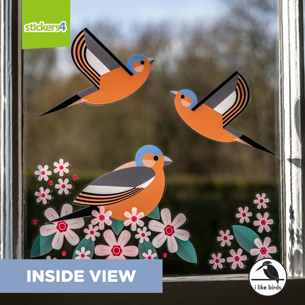 I Like Birds - Birds &amp; Blooms - Chaffinch Window Stickers
