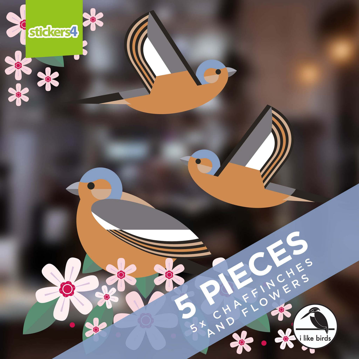 I Like Birds - Birds &amp; Blooms - Chaffinch Window Stickers