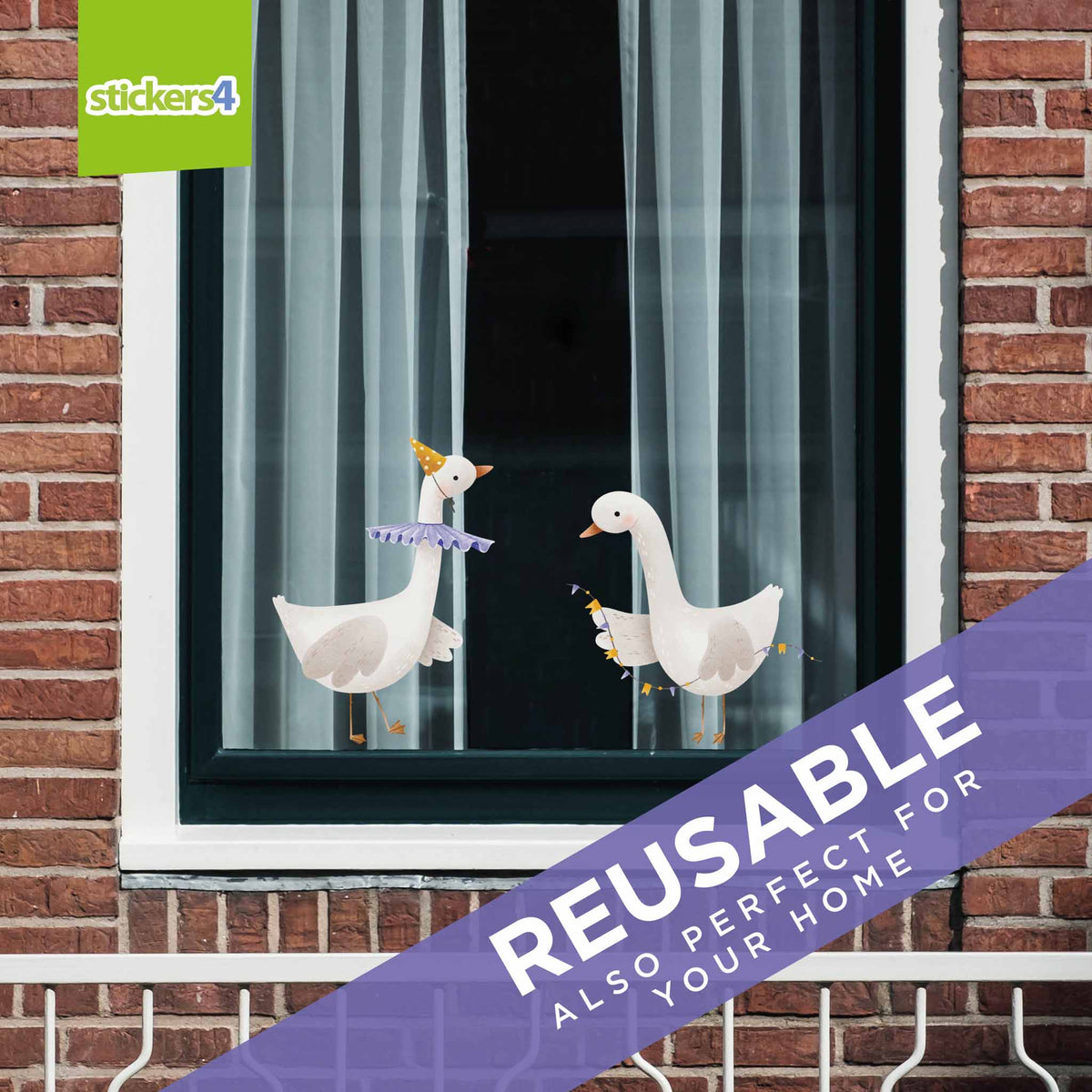 Birthday Geese Window Stickers